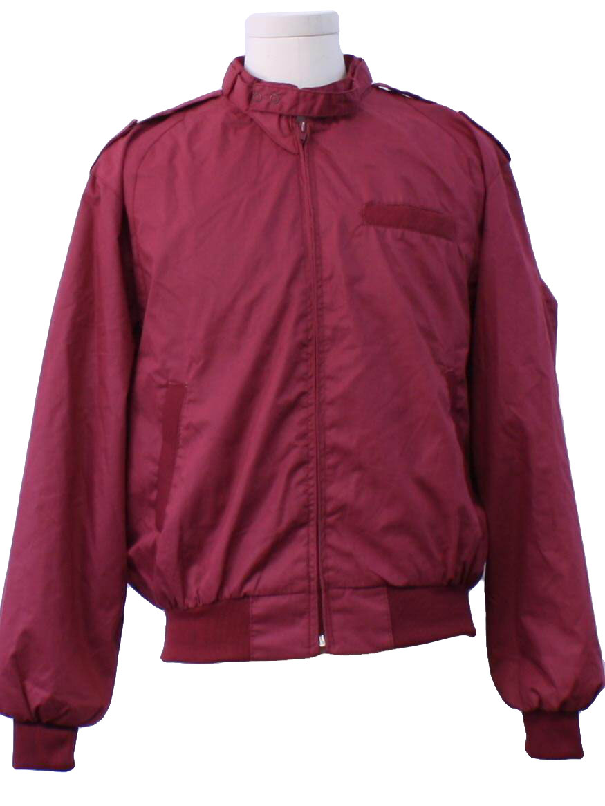 Vintage Nineties Jacket: 90s -No Label- Mens maroon cotton polyester ...