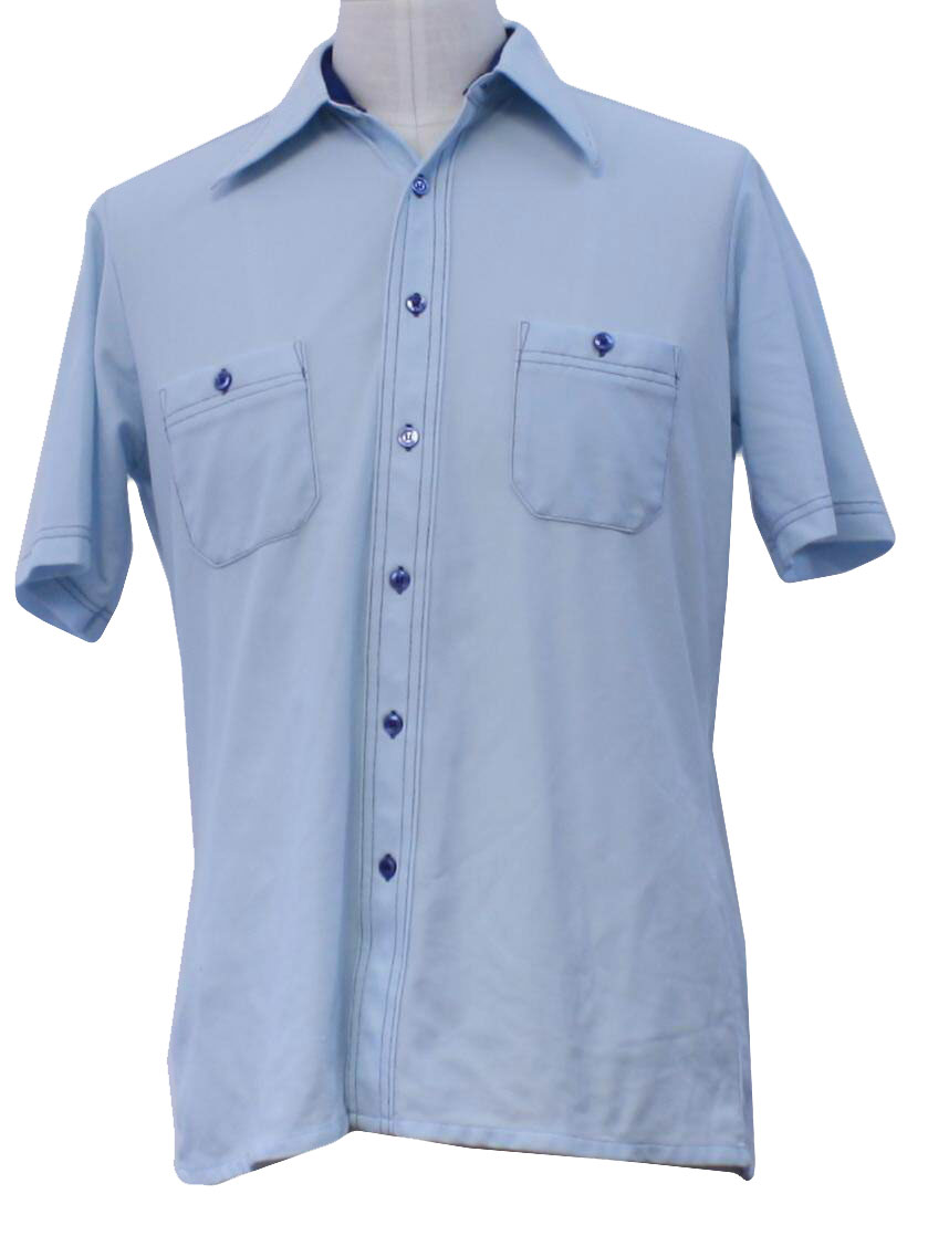 Arrow Seventies Vintage Shirt: 70s -Arrow- Mens powder blue polyester ...