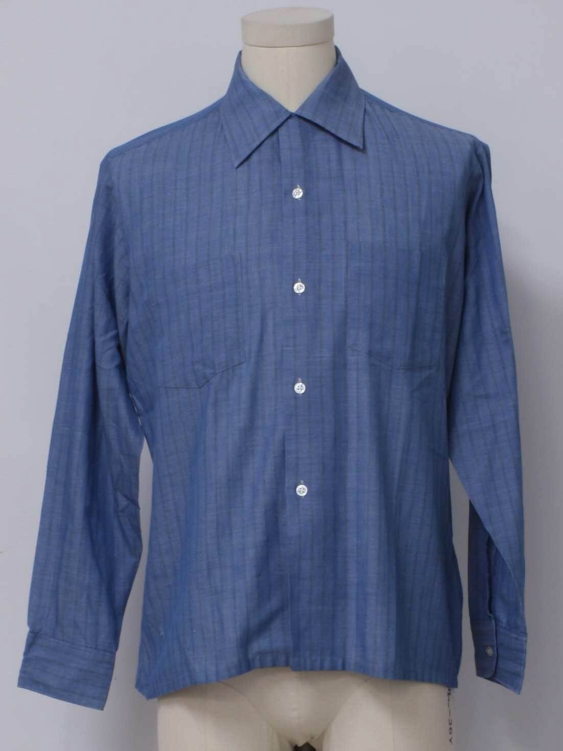 Vintage Andrews Sixties Shirt: 60s -Andrews- Mens lake blue, blended ...