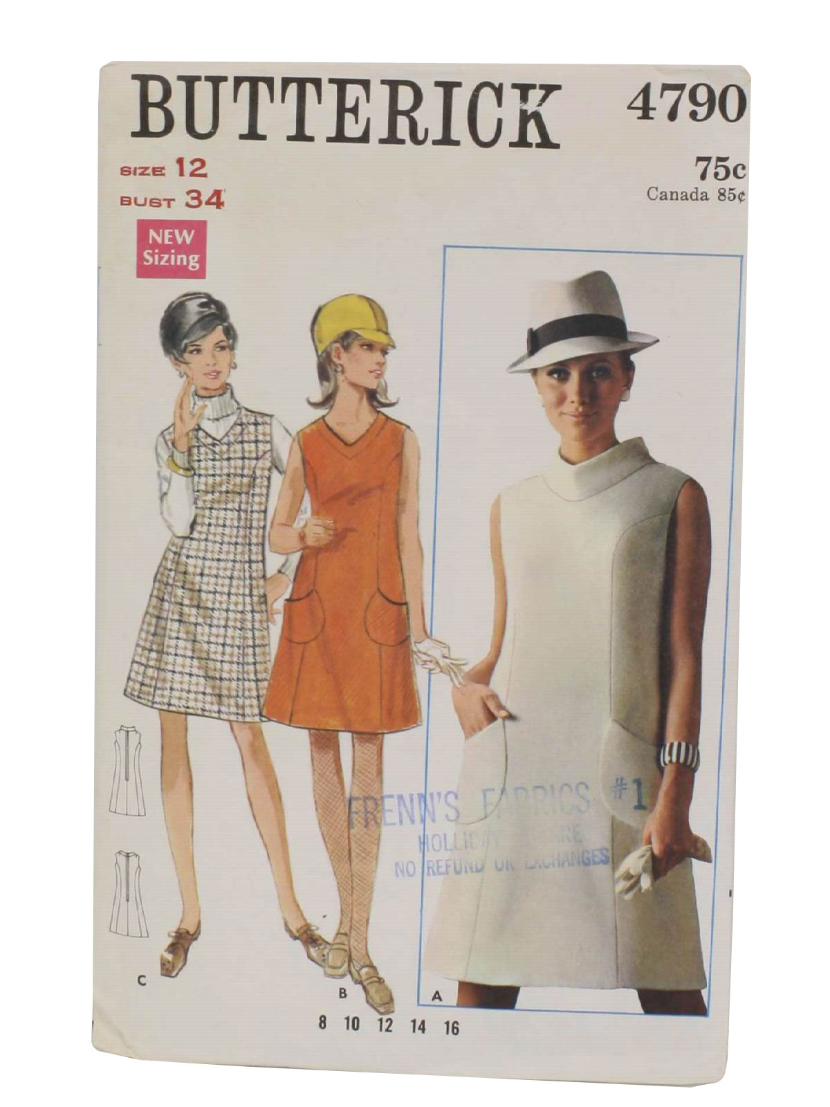 Butterick Pattern No. 4790 Sixties Vintage Sewing Pattern: c. 1966 ...