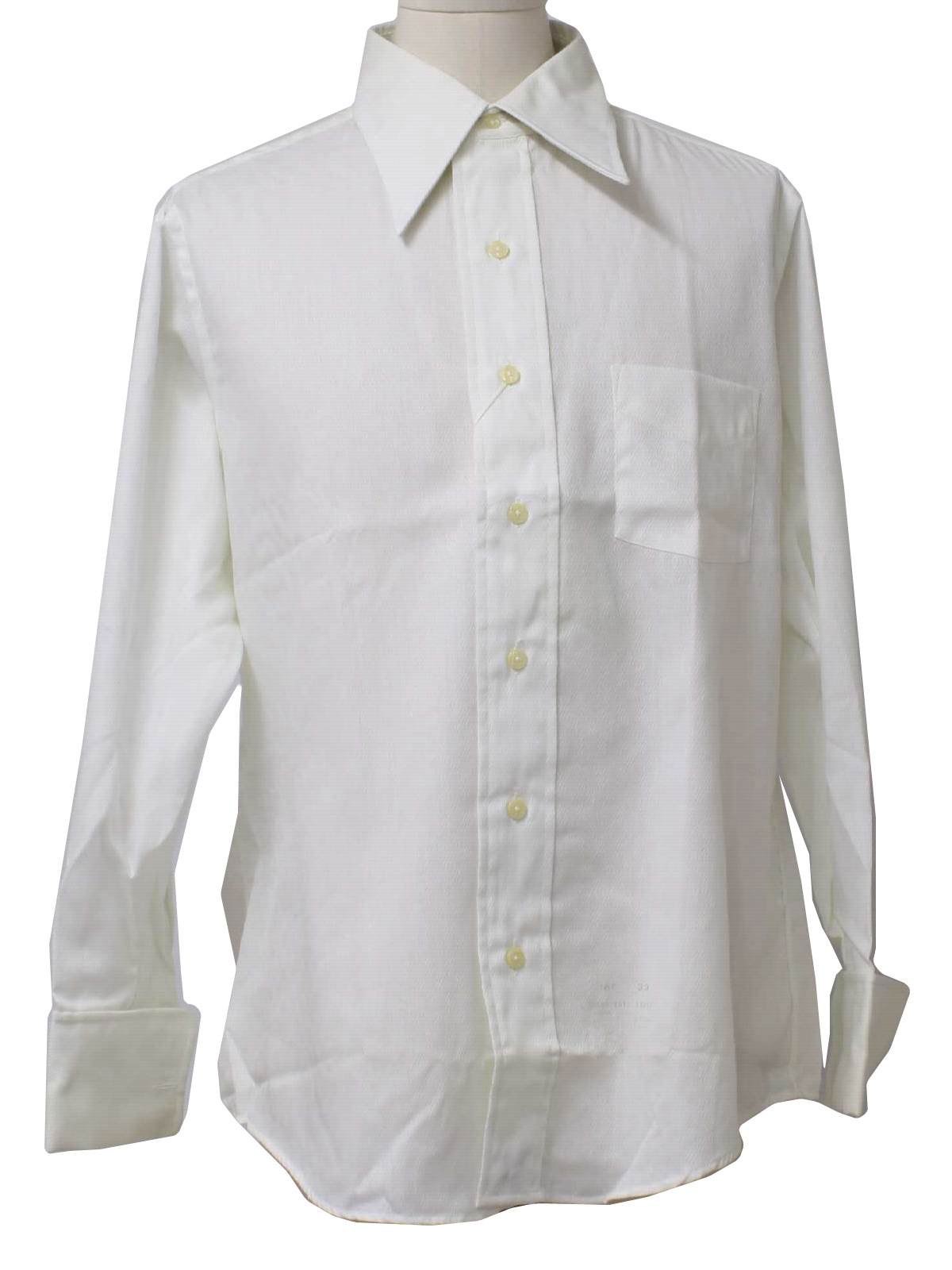 Damon 1970s Vintage Shirt: 70s -Damon- Mens white polyester cotton ...