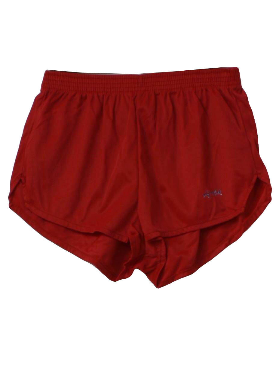 Vintage 1980's Shorts: 80s -Dolfin- Mens red background nylon on nylon ...
