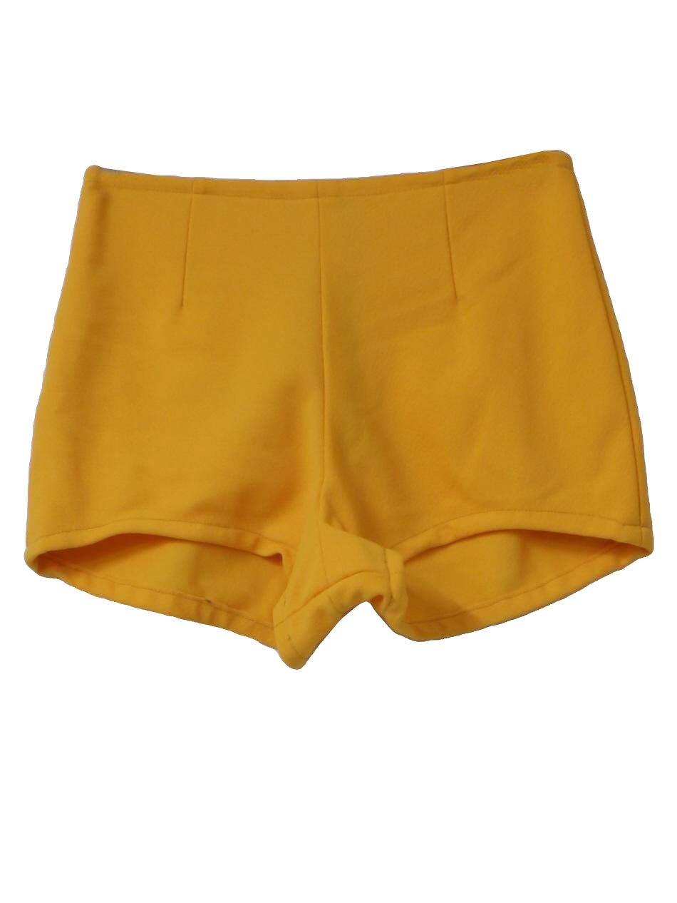 Vintage 1970's Shorts: 70s -Missing Label- Womens yellow double knit ...