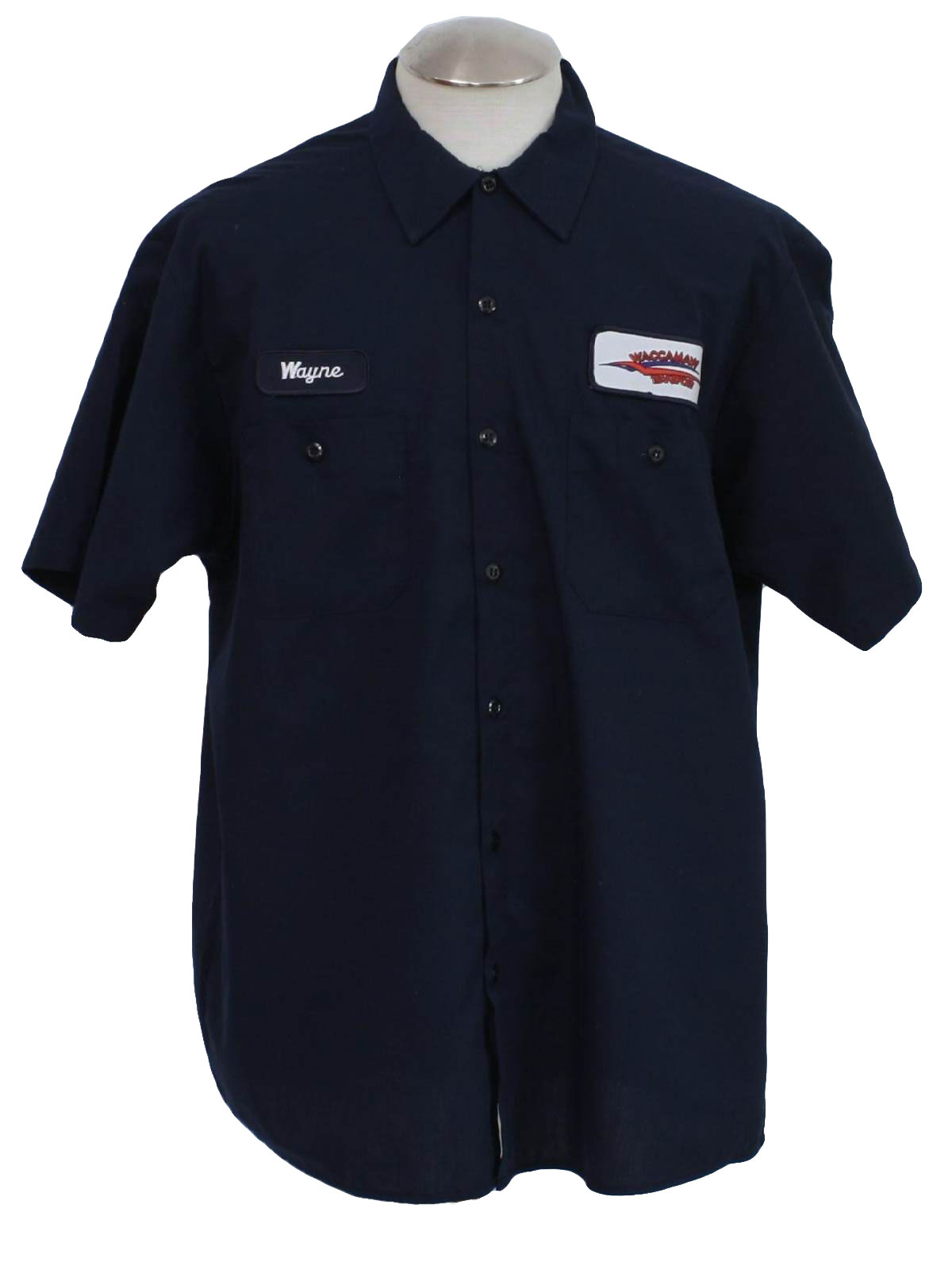 90s Retro Shirt: 90s -Cintas- Mens navy blue, shortsleeve, button front ...