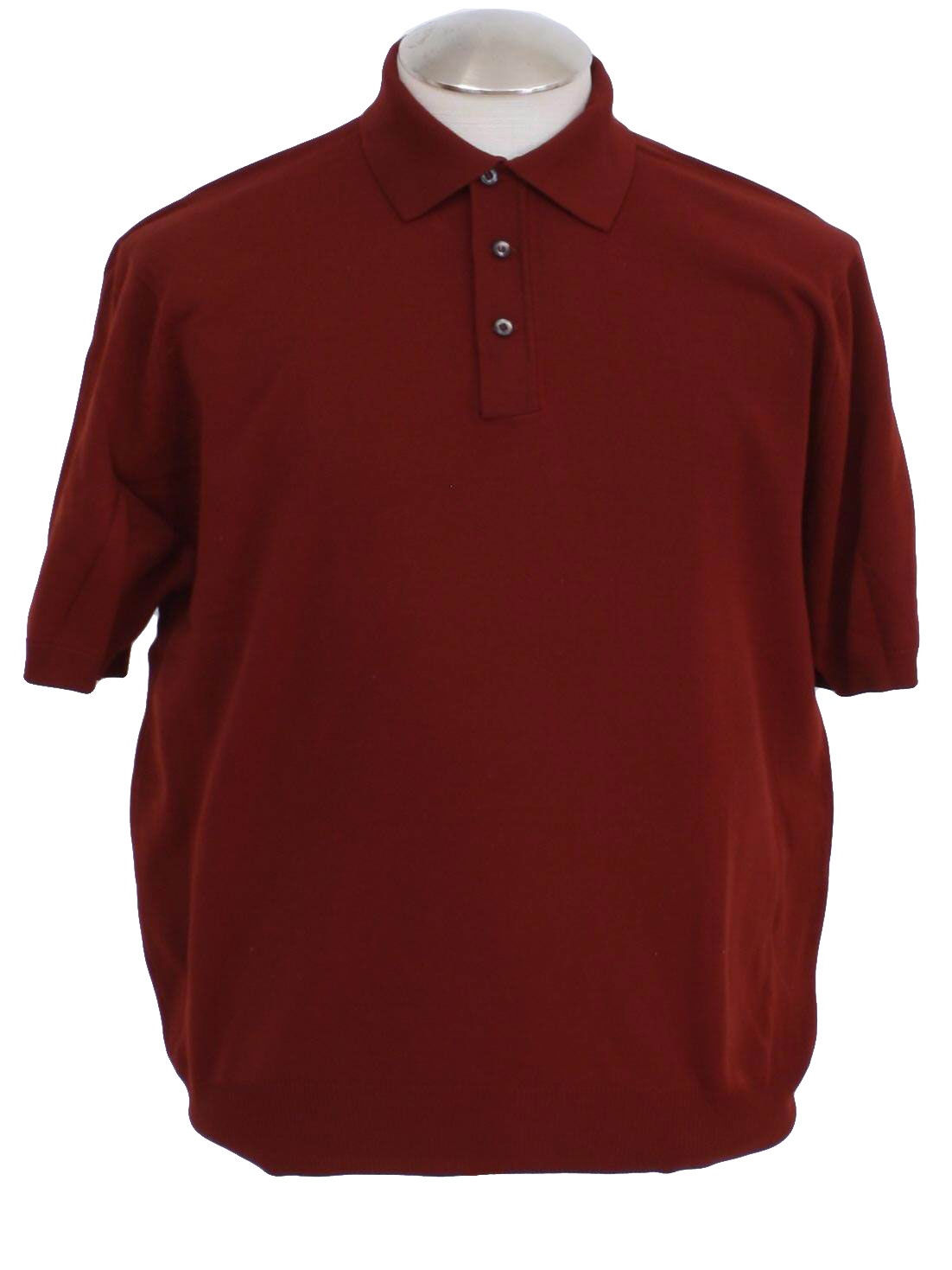 Retro 1970s Knit Shirt: 70s -Puritan- Mens maroon, shortsleeve ...