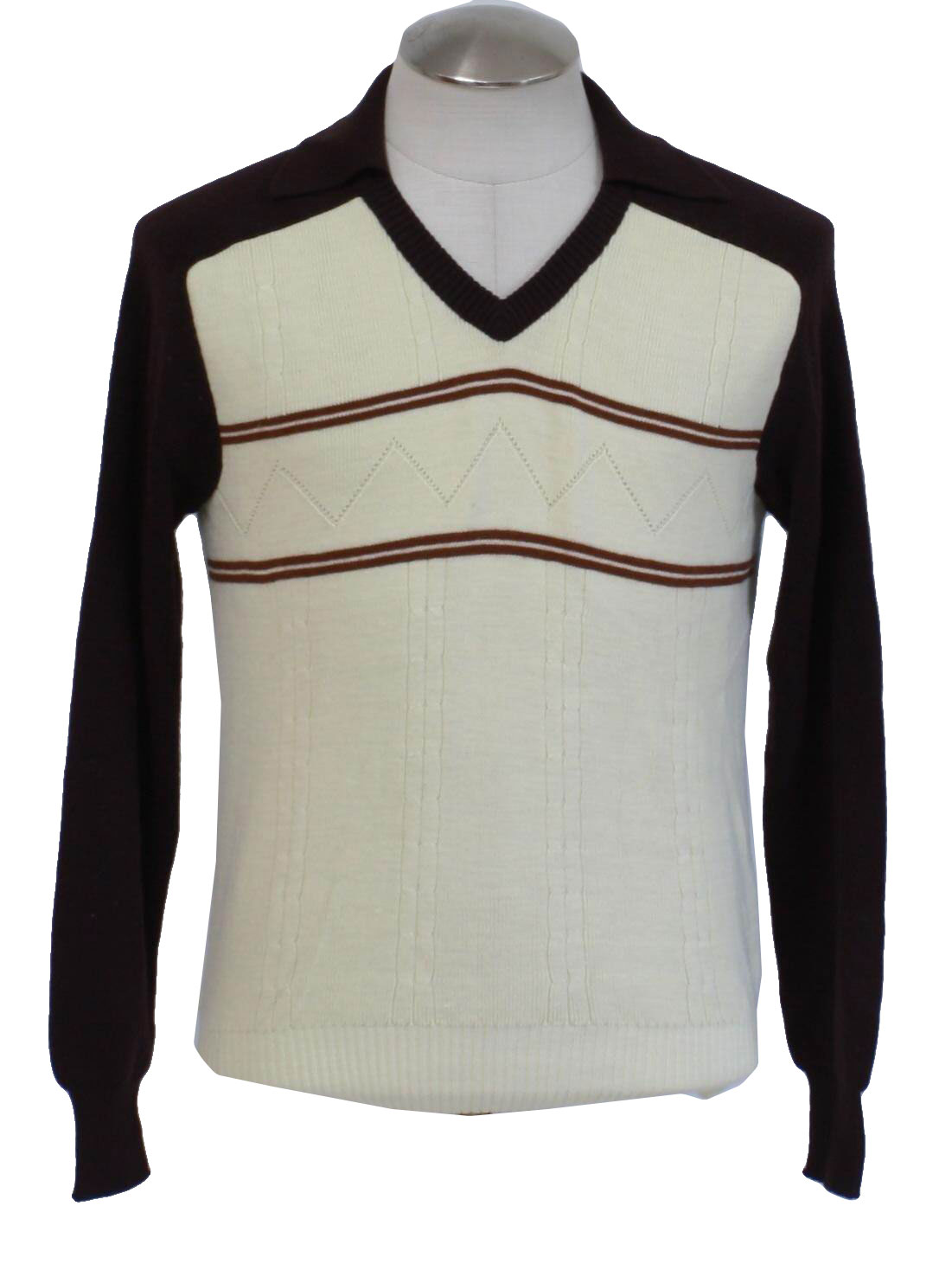 Studio 33 80's Vintage Knit Shirt: 80s -Studio 33- Mens off white and ...