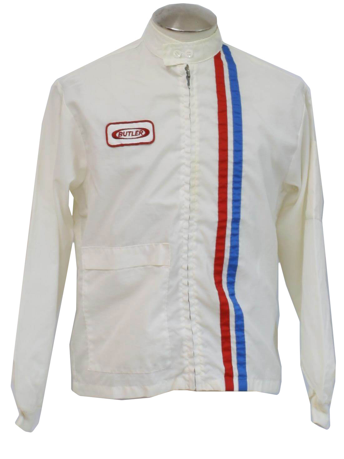 Vintage 1960's Jacket: 60s -Louisville- Mens white, red and blue nylon ...