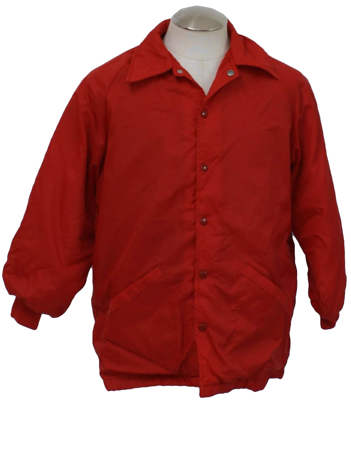 Retro 1970s Jacket: 70s -Swingster- Mens red nylon with plush acrylic ...