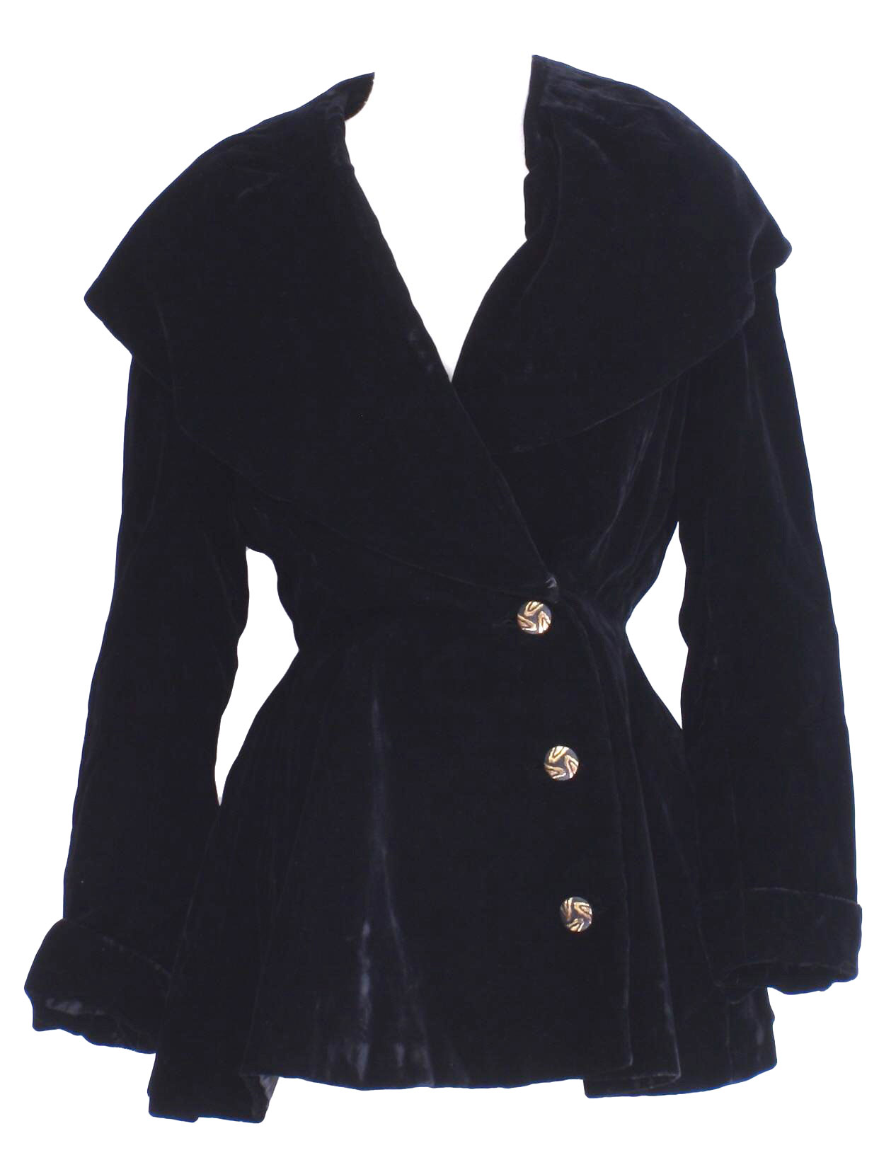 50s Retro Jacket: 50s -No Label- Womens black rayon velvet with black ...