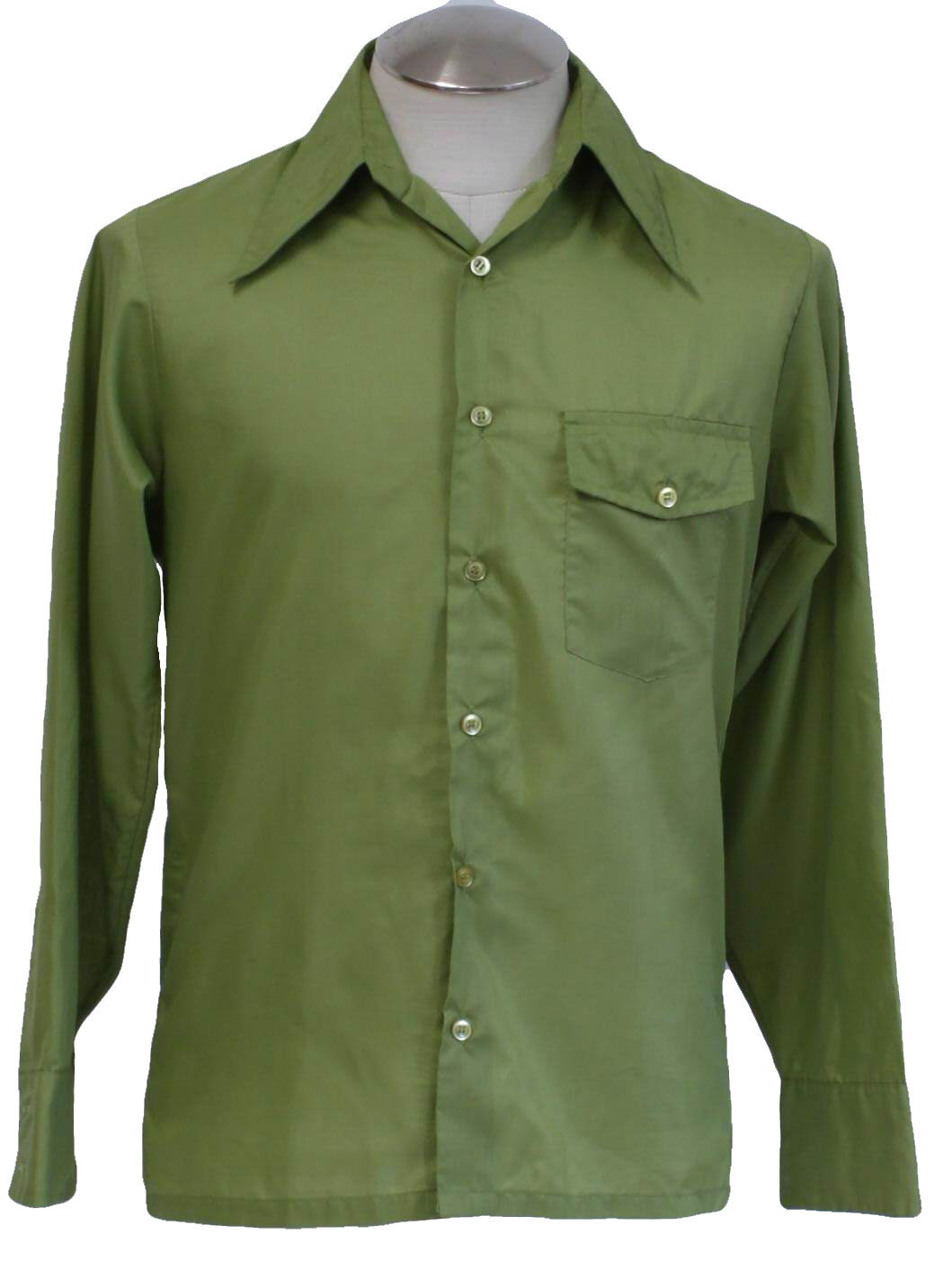 Retro 1970s Shirt: 70s -Puritan- Mens green background polyester and ...