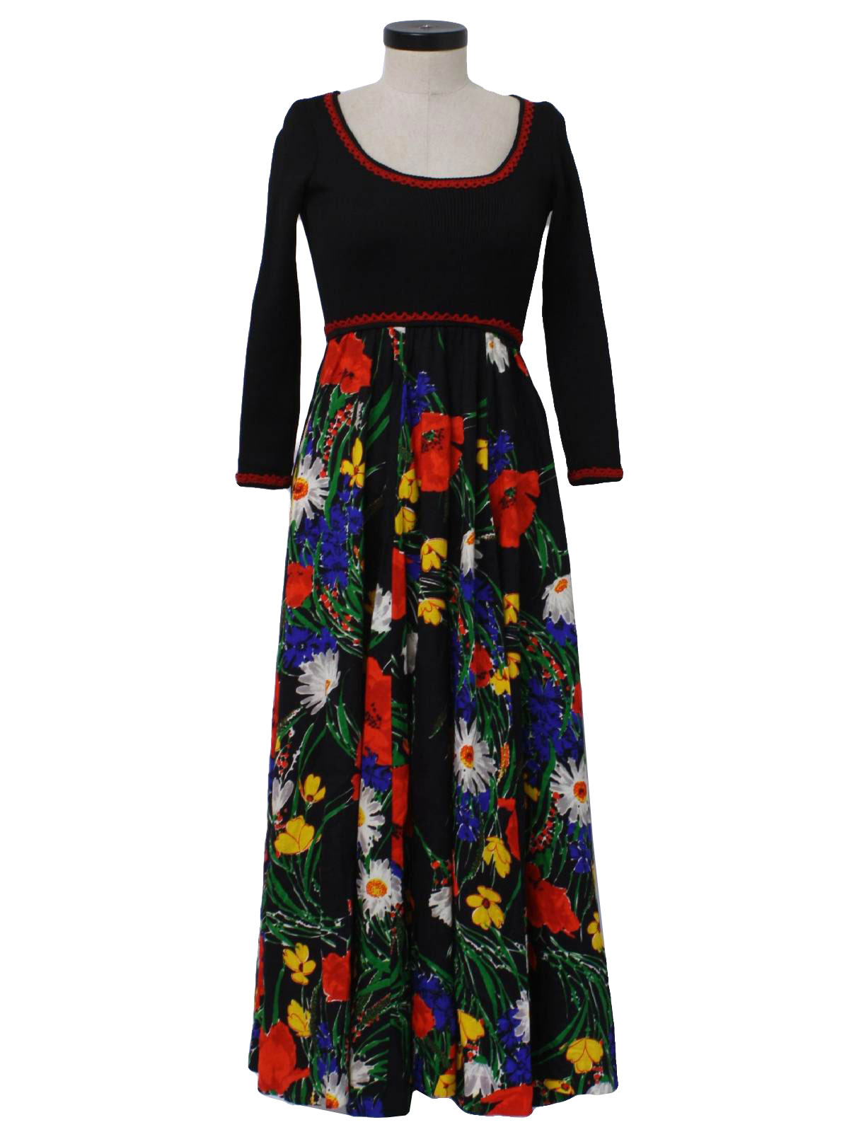 Lanz 70's Vintage Hippie Dress: 70s -Lanz- Womens or girls black, red ...
