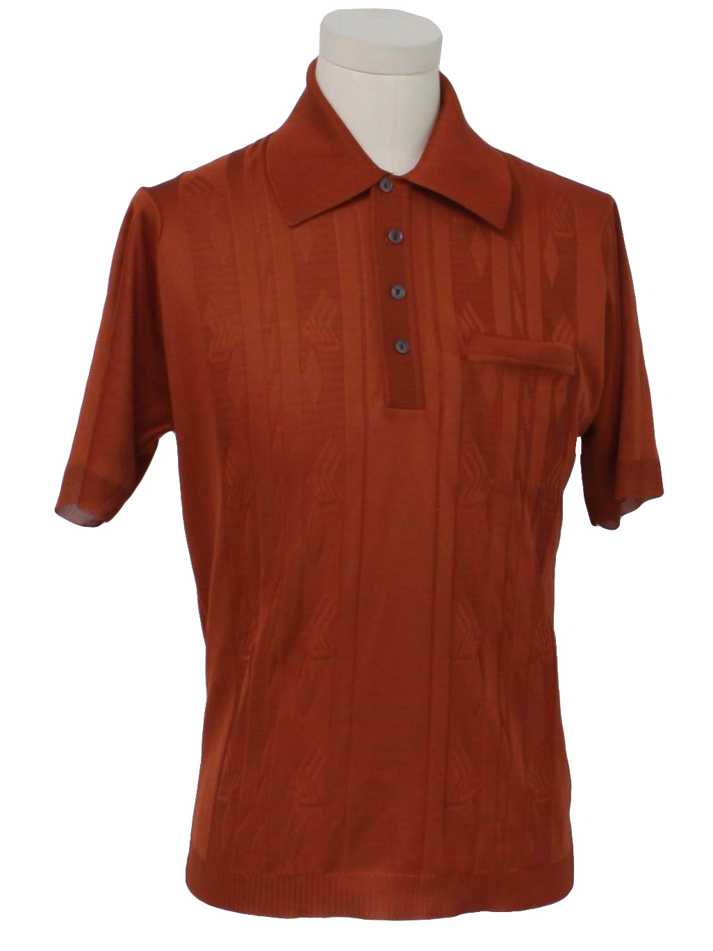 Vintage 70s Knit Shirt: 70s -Label Missing- Mens cinnamon spice ...
