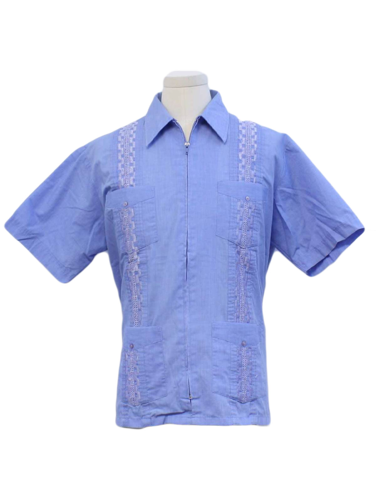1980's Vintage Haband Guayabera Shirt: 80s -Haband- Mens light blue ...
