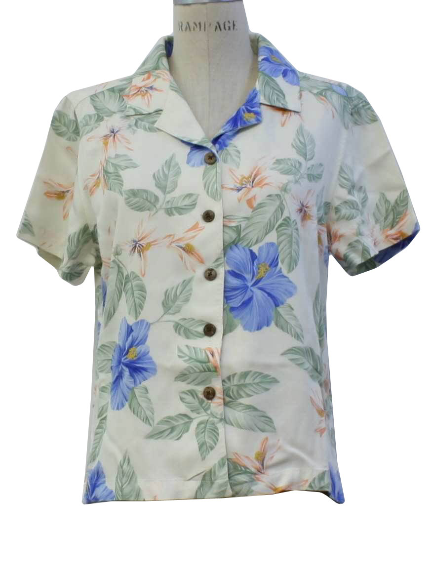 90s Hawaiian Shirt (La Cabana): 90s -La Cabana- Womens ivory background ...