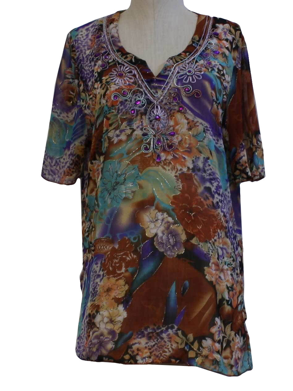 1990's Hippie Shirt (THBYTGL): 90s -THBYTGL- Womens rust browns ...
