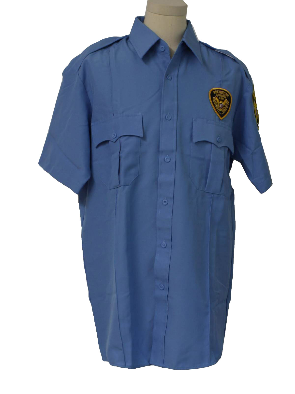 blue shirt with epaulettes