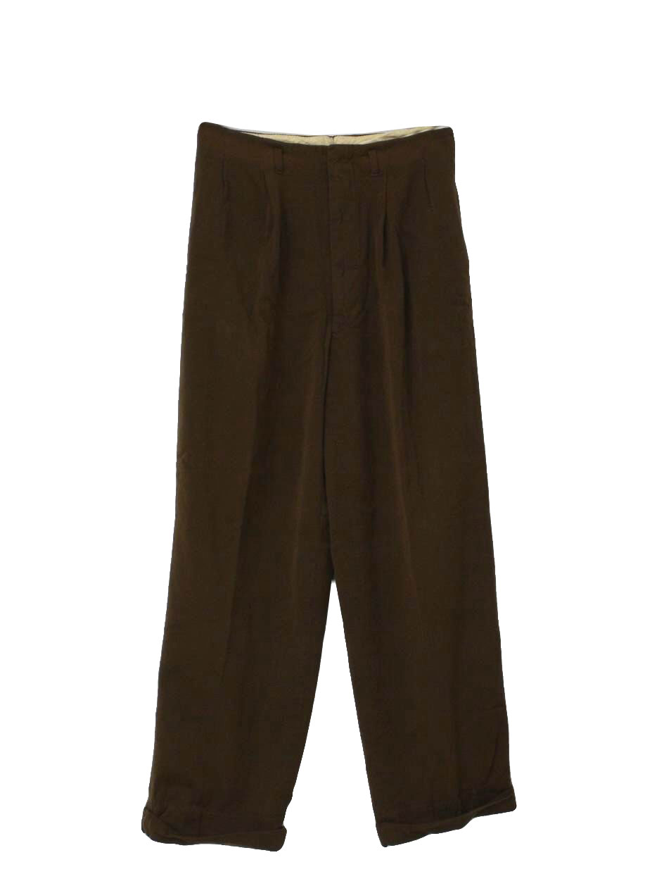 40s Pants (Missing Label): Late 40s -Missing Label- Mens brown ...