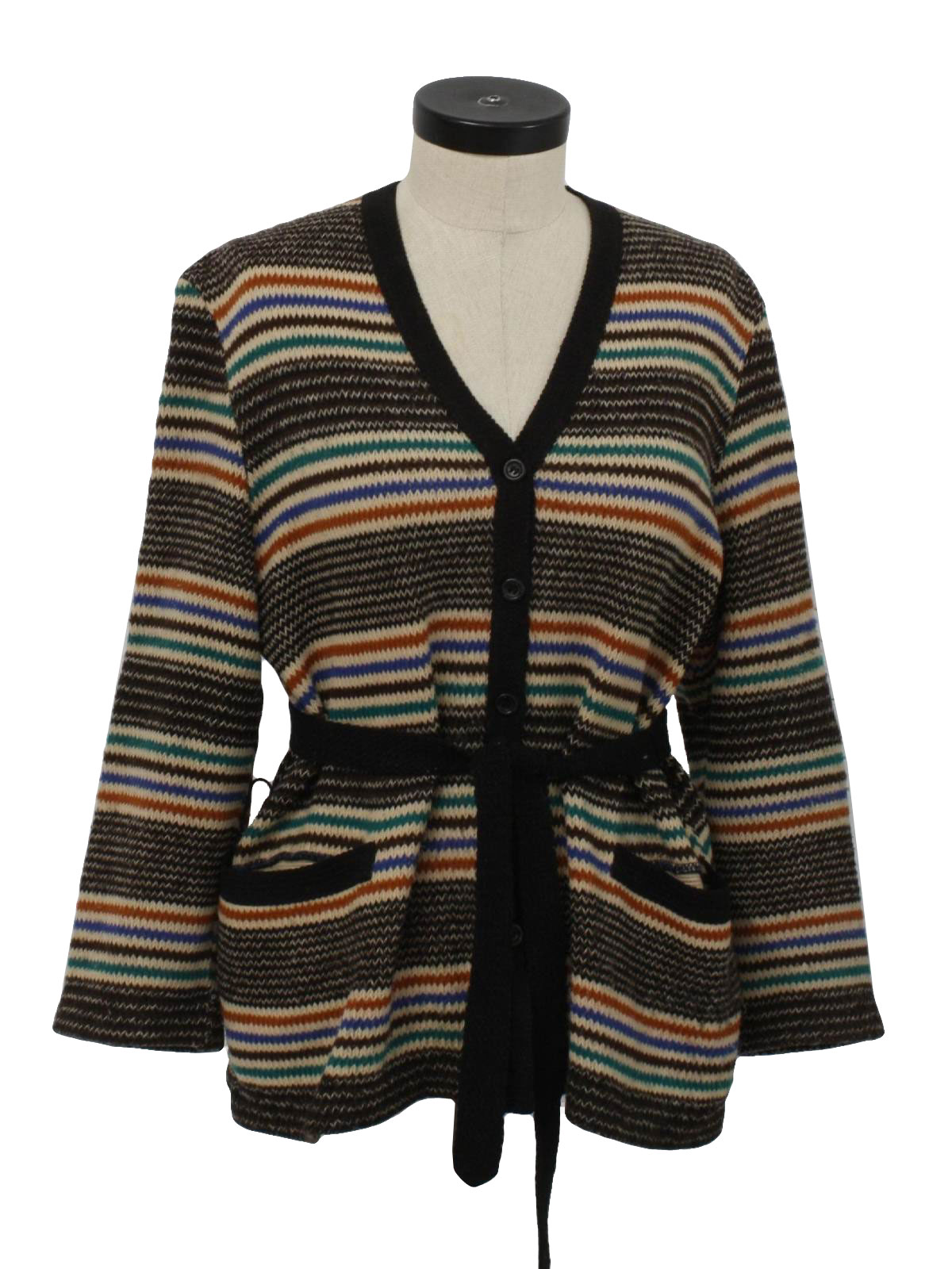 Retro Seventies Sweater: 70s -St. Michael- Womens black, dark brown ...