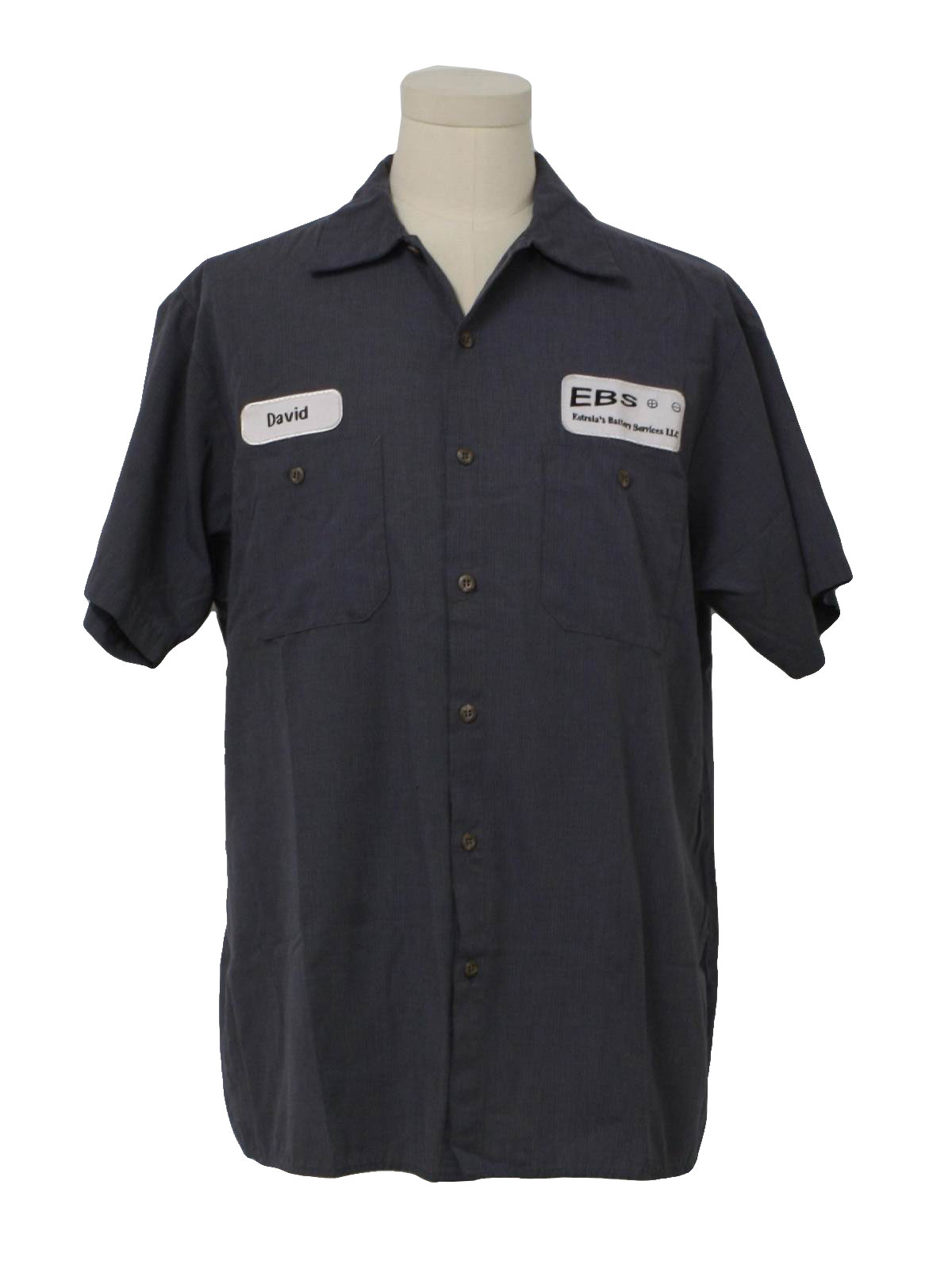 Vintage 90s Shirt: 90s -Cintas- Mens grey with faint plaid print on ...