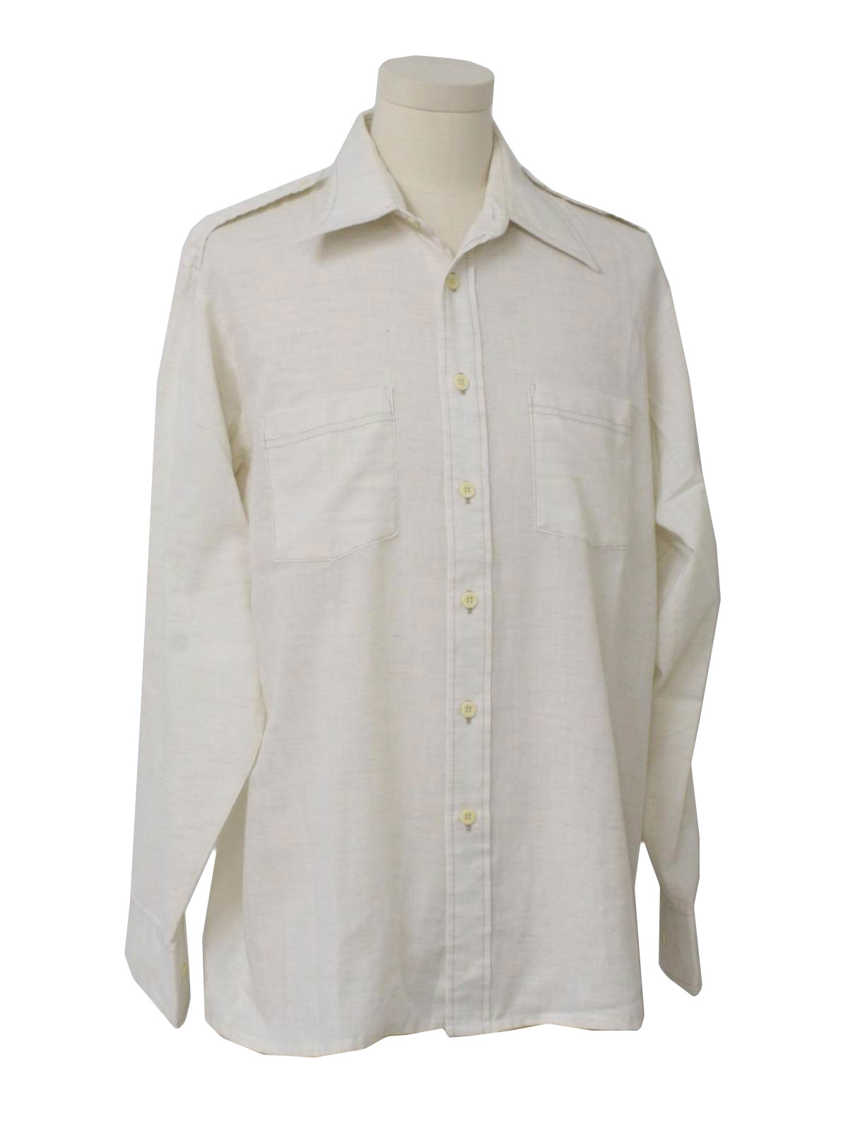 70s Vintage Van Heusen Shirt: 70s -Van Heusen- Mens cream tan ...