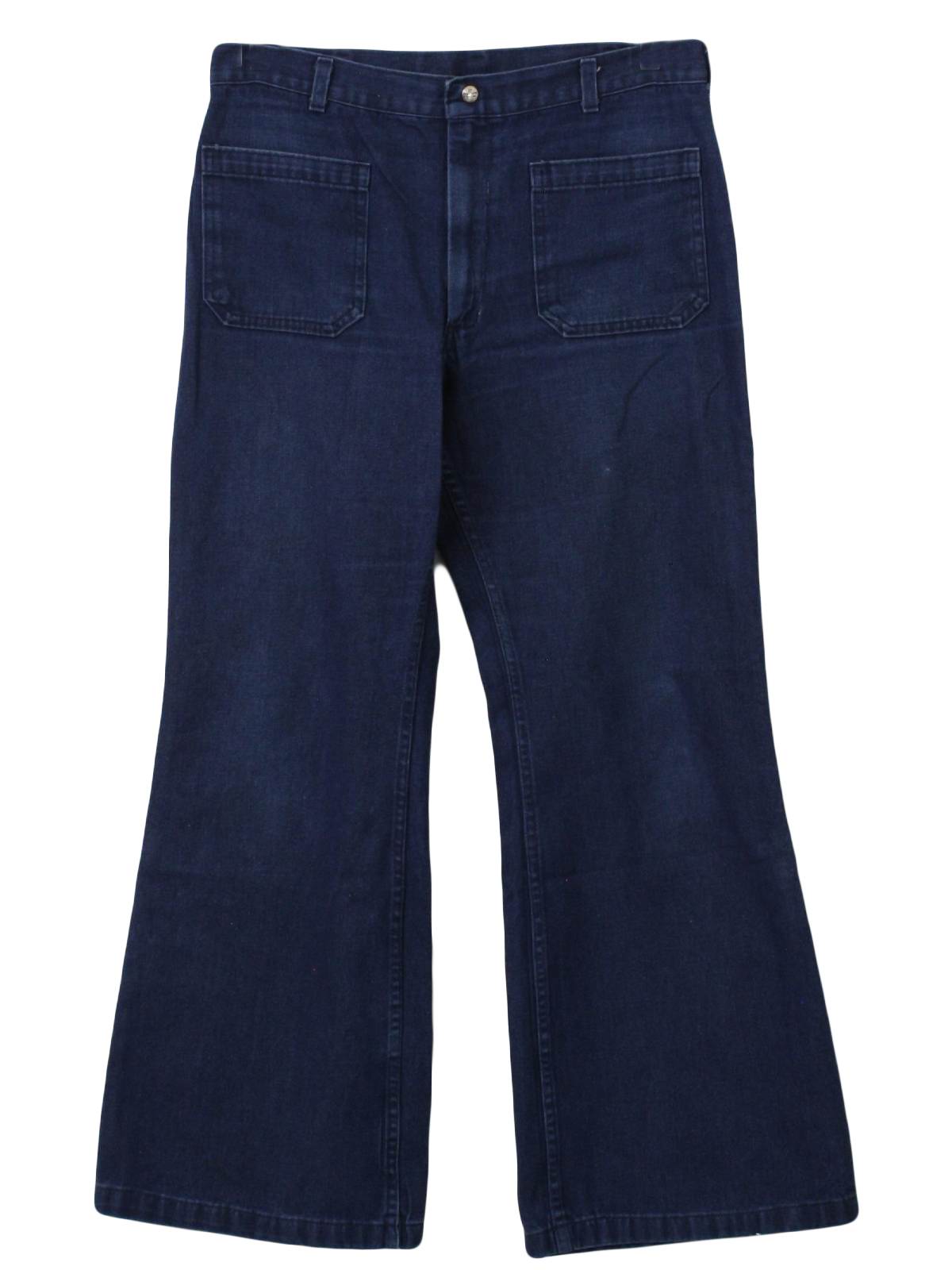 Vintage 1970's Bellbottom Pants: 70s -Seafarer- Mens dark blue ...