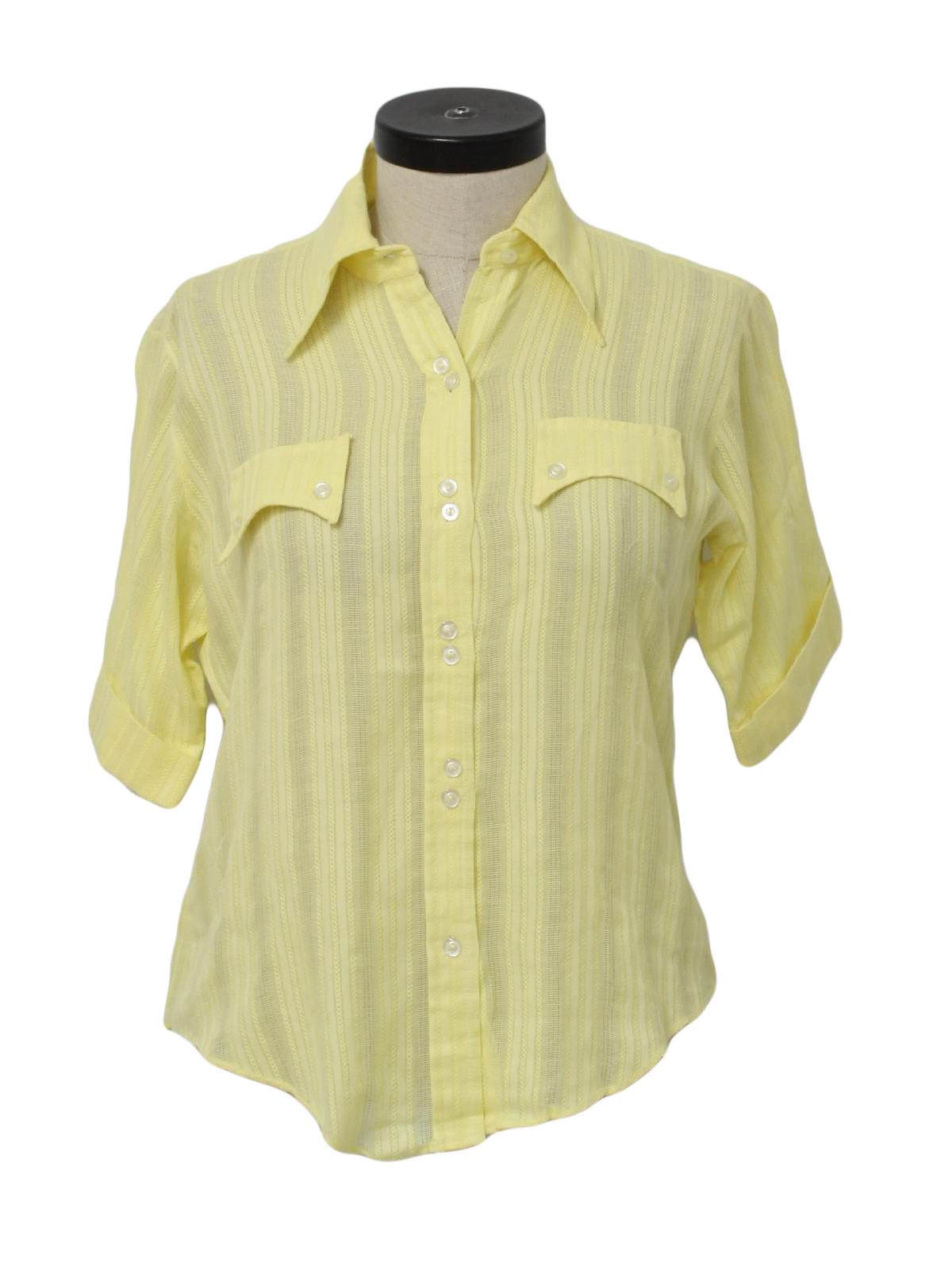 Vintage 1970's Shirt: Early 70s -Missing Label- Womens sunshine yellow ...