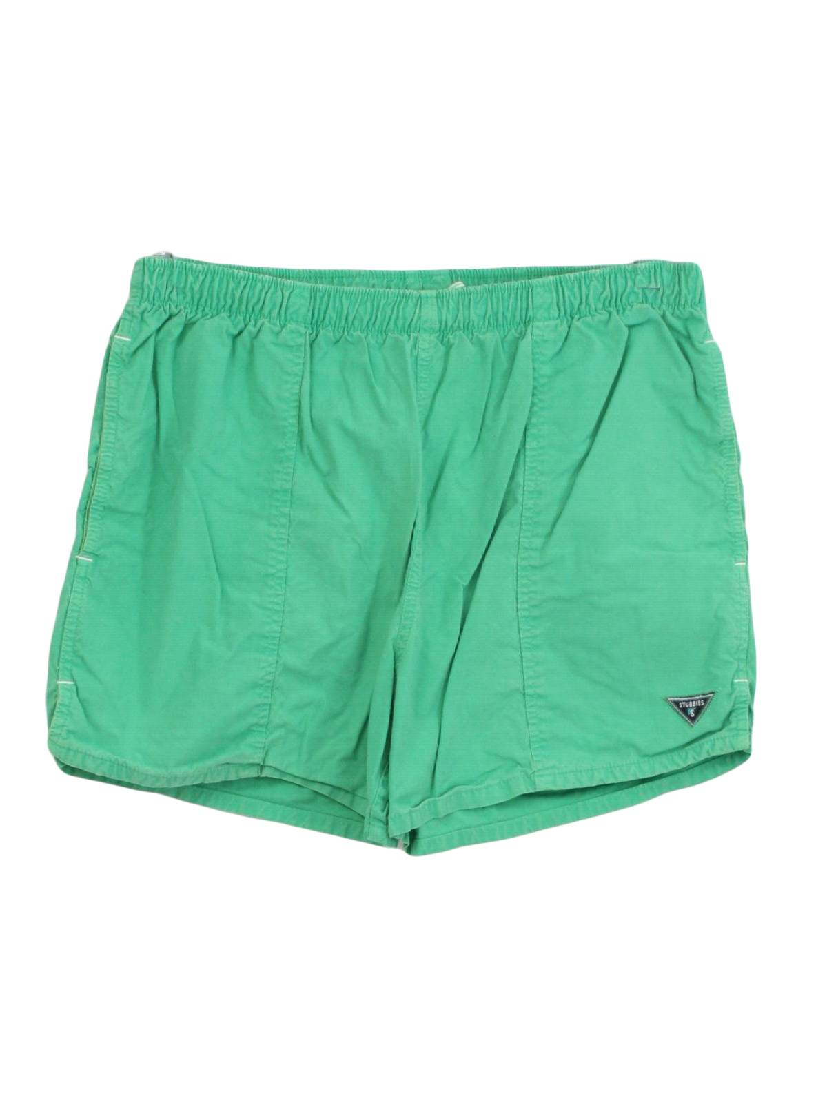 Retro 80's Shorts: 80s -Stubbies- Mens green background polyester and ...