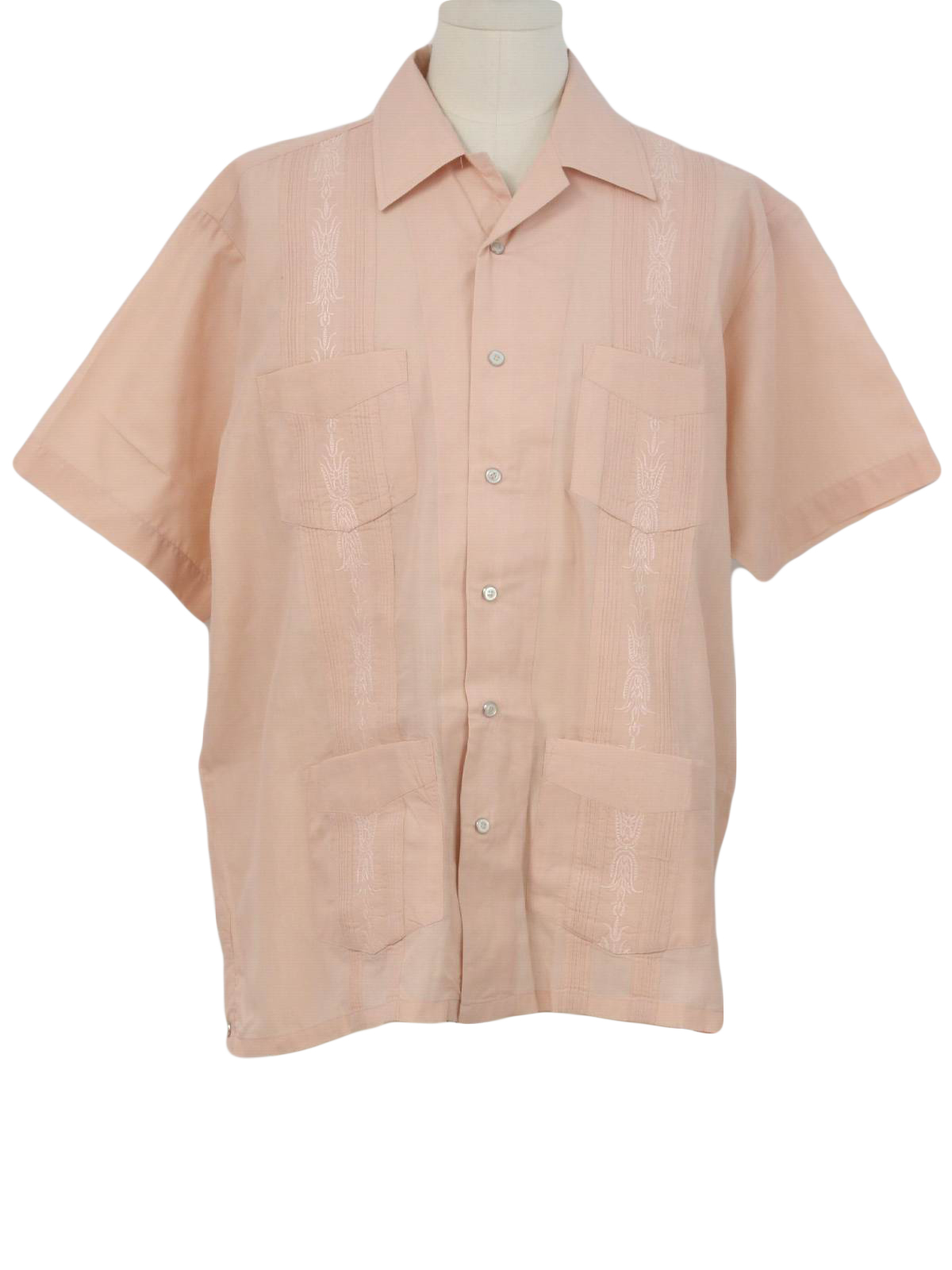 1990's Retro Guayabera Shirt: 90s -Haband Guayabera- Mens dusty pink ...