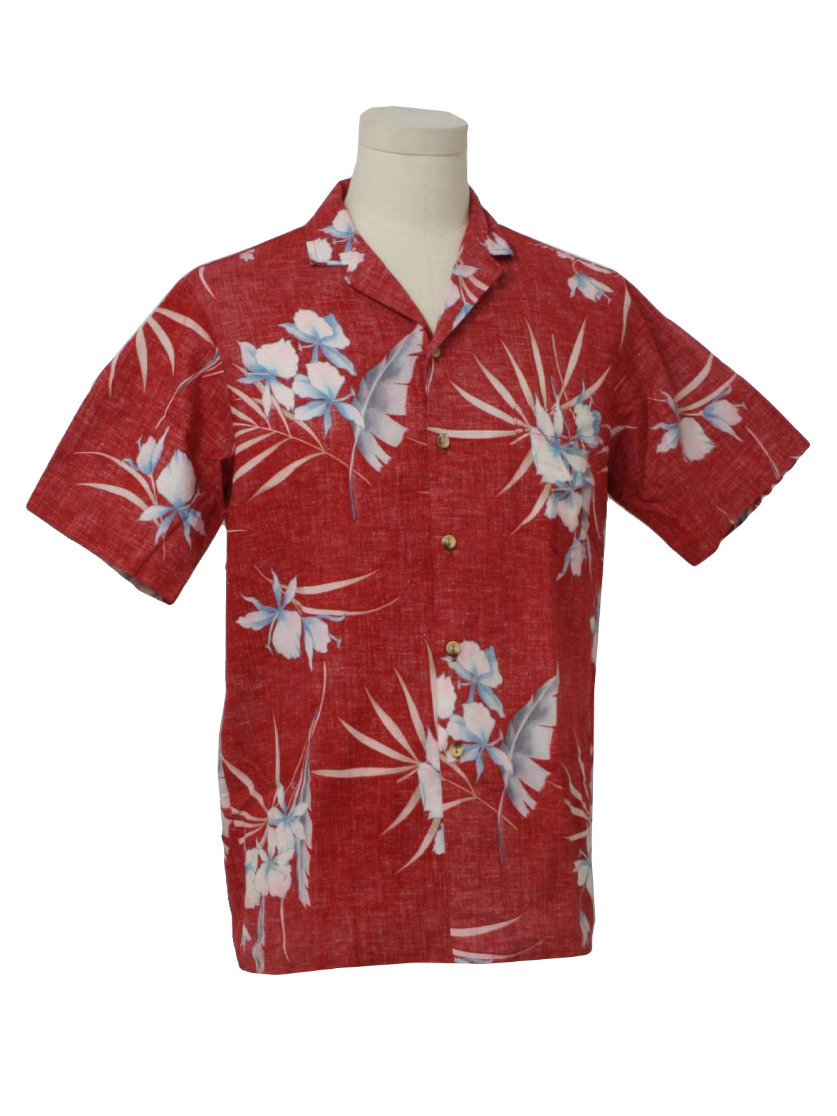 Vintage 80s Hawaiian Shirt: 80s -Mark Raysten Malihini- Mens red ...