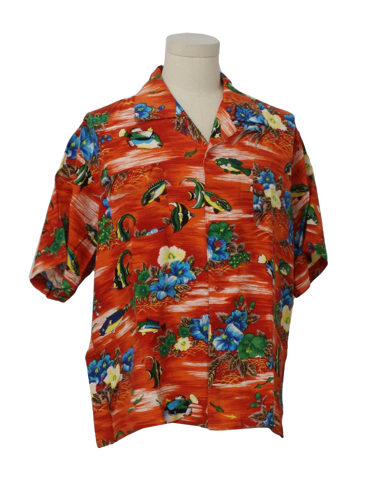 Eighties Vintage Hawaiian Shirt: 80s -Network- Mens orange background ...