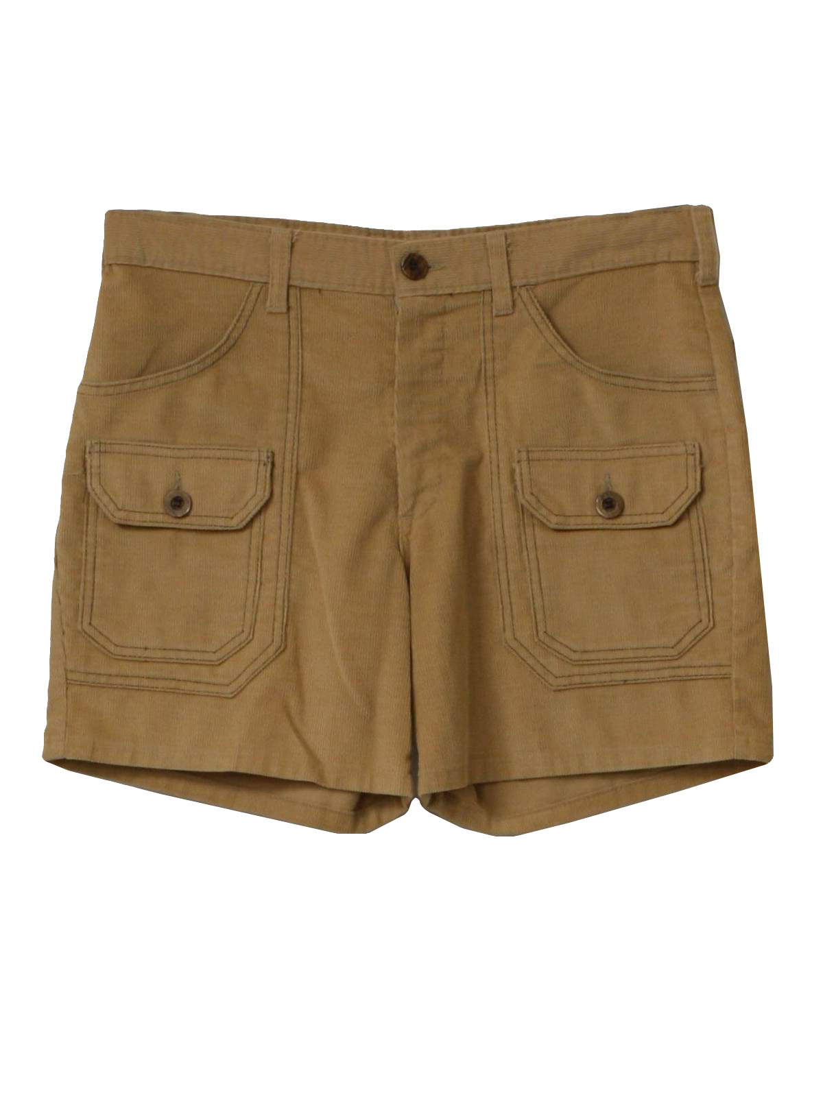 Vintage 70's Shorts: 70s -No Label- Mens beige polyester cotton ...