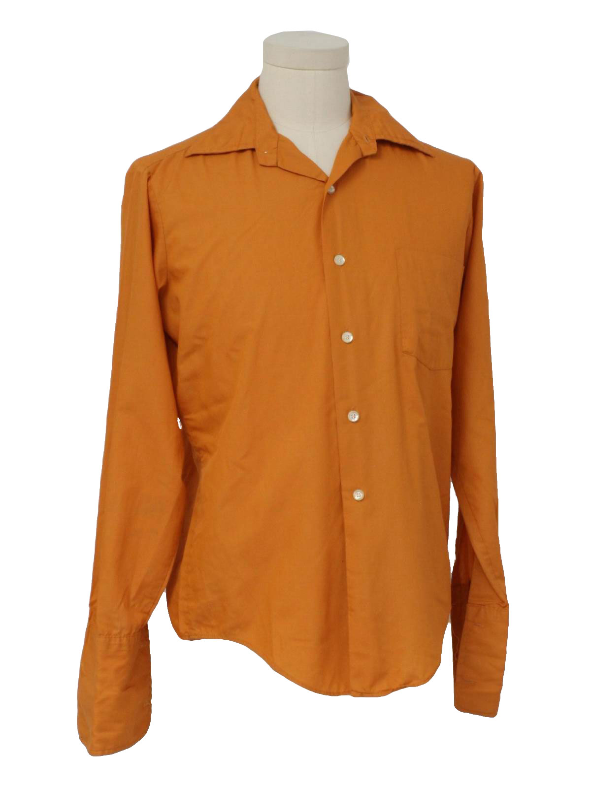 Vintage 1970's Shirt: 70s -No Label- Mens teracotta cotton and ...