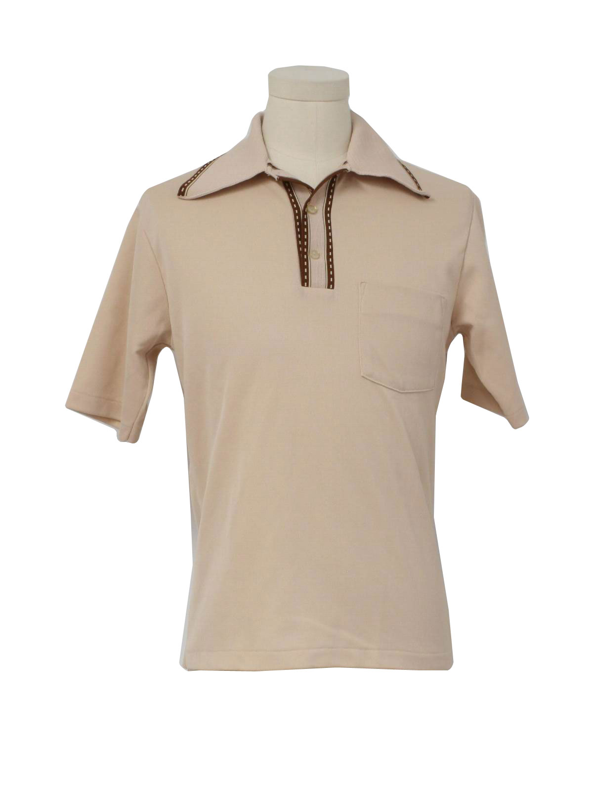 Edwards Seventies Vintage Knit Shirt: 70s -Edwards- Mens beige and dark ...
