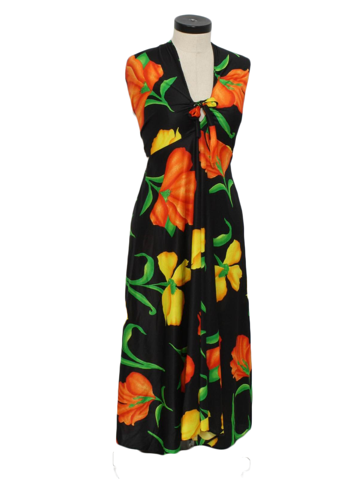 Retro 1970's Hawaiian Dress: 70s -No Label- Womens black background ...