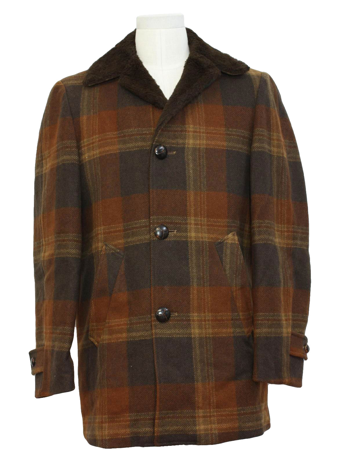 60s Retro Jacket: 60s -Pendleton- Mens dark brown, burnt orange and tan ...