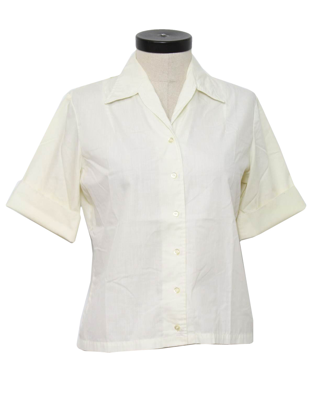 Retro 1950s Shirt: late 50s -Ship n Shore- Womens cream dacron and ...