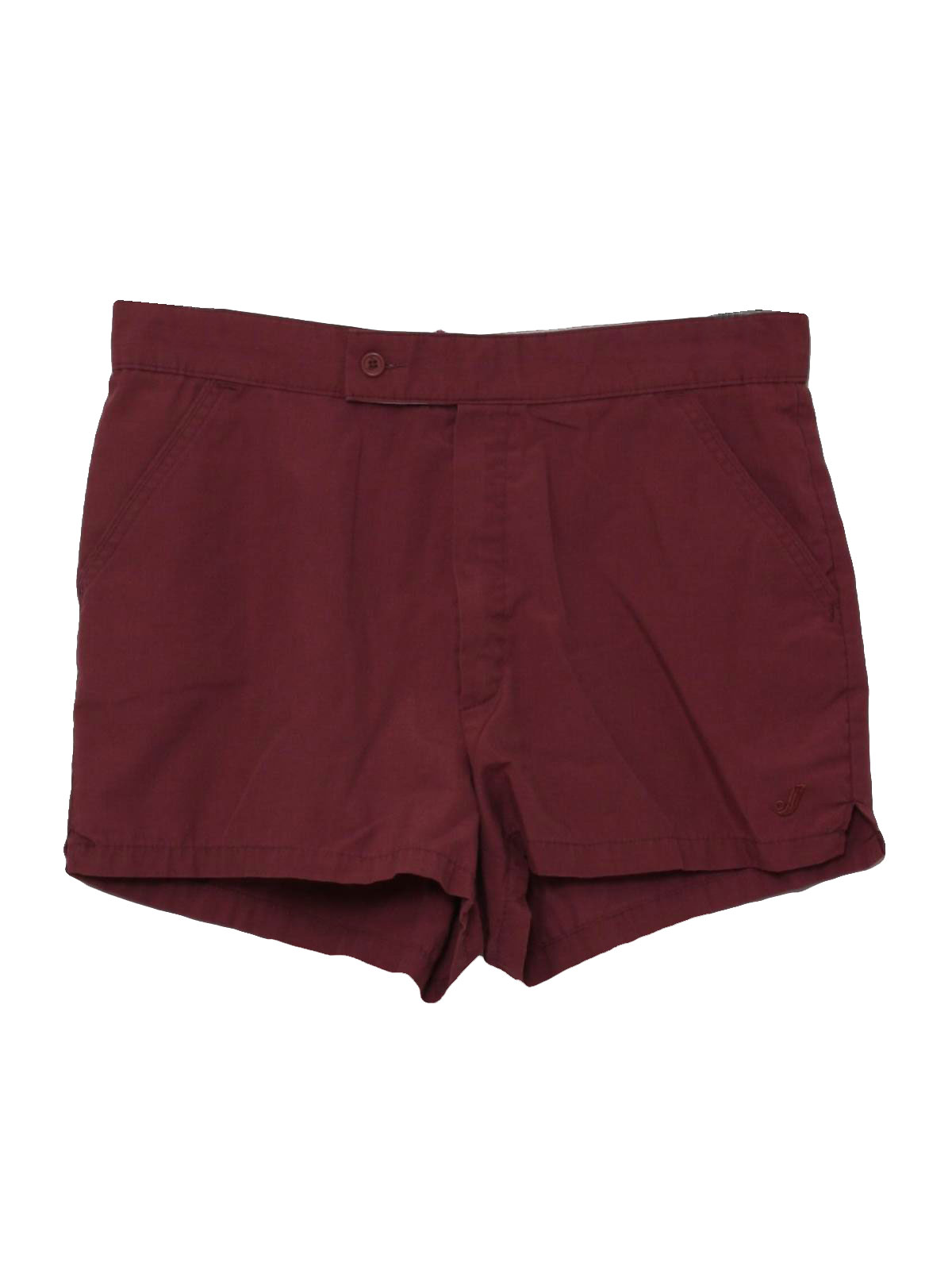 Vintage 1970's Shorts: 70s -Missing Label- Mens dull wine polyester and ...
