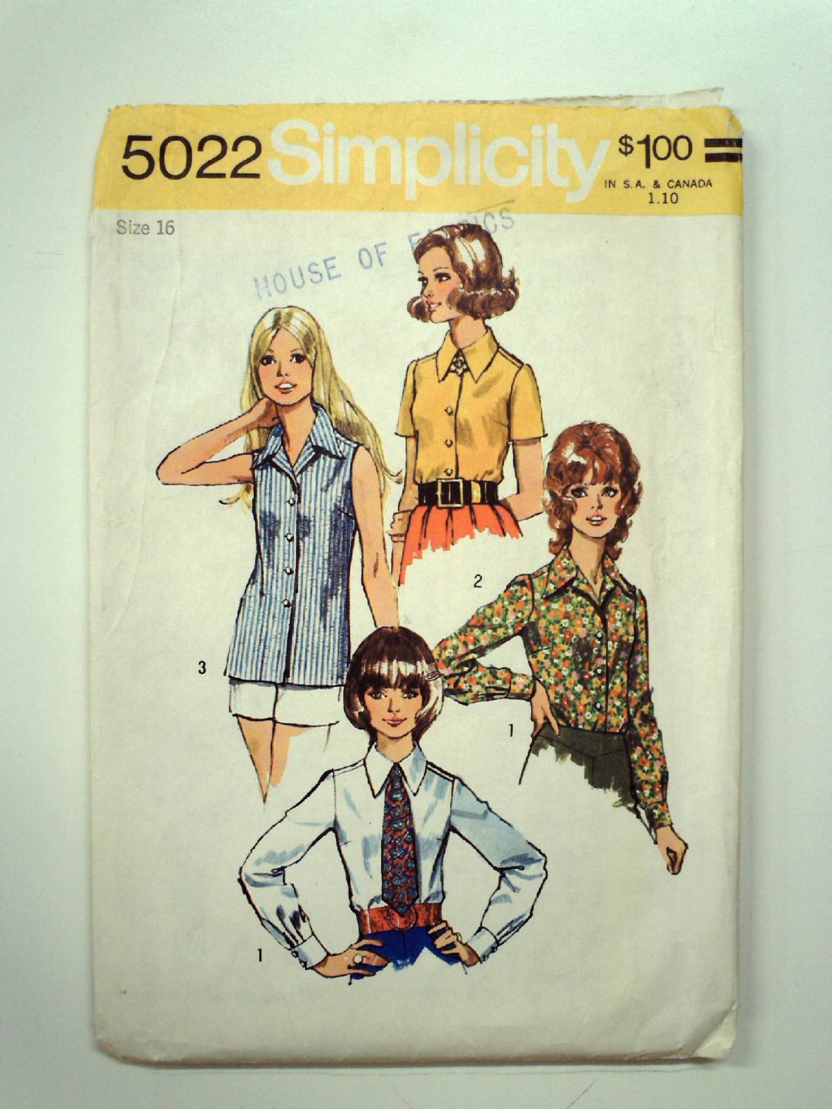 70's Vintage Sewing Pattern: 70s -Simplicity Pattern No. 5022- Womens ...