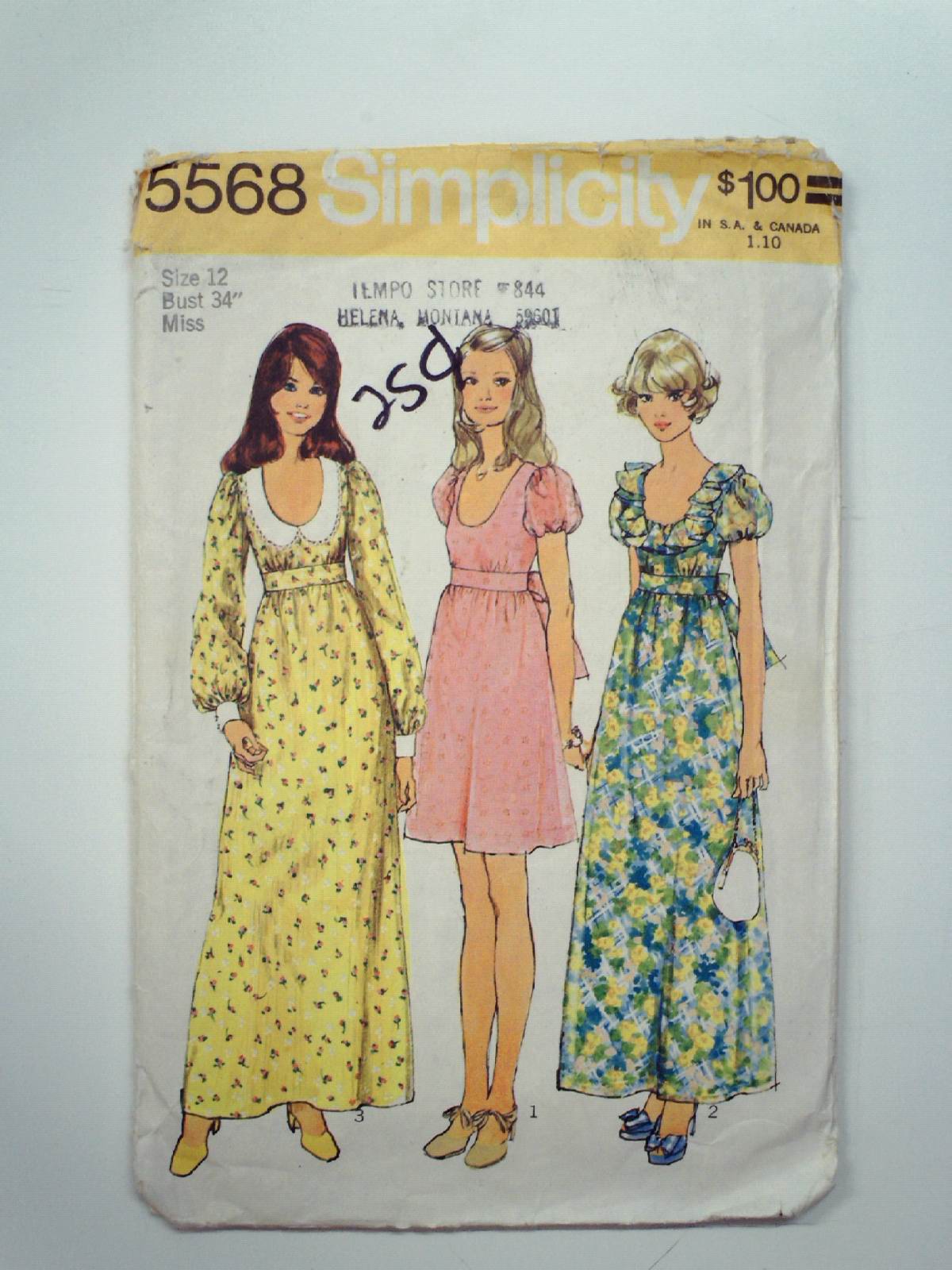 Retro 1970s Sewing Pattern 70s Simplicity Pattern No. 5568 Womens