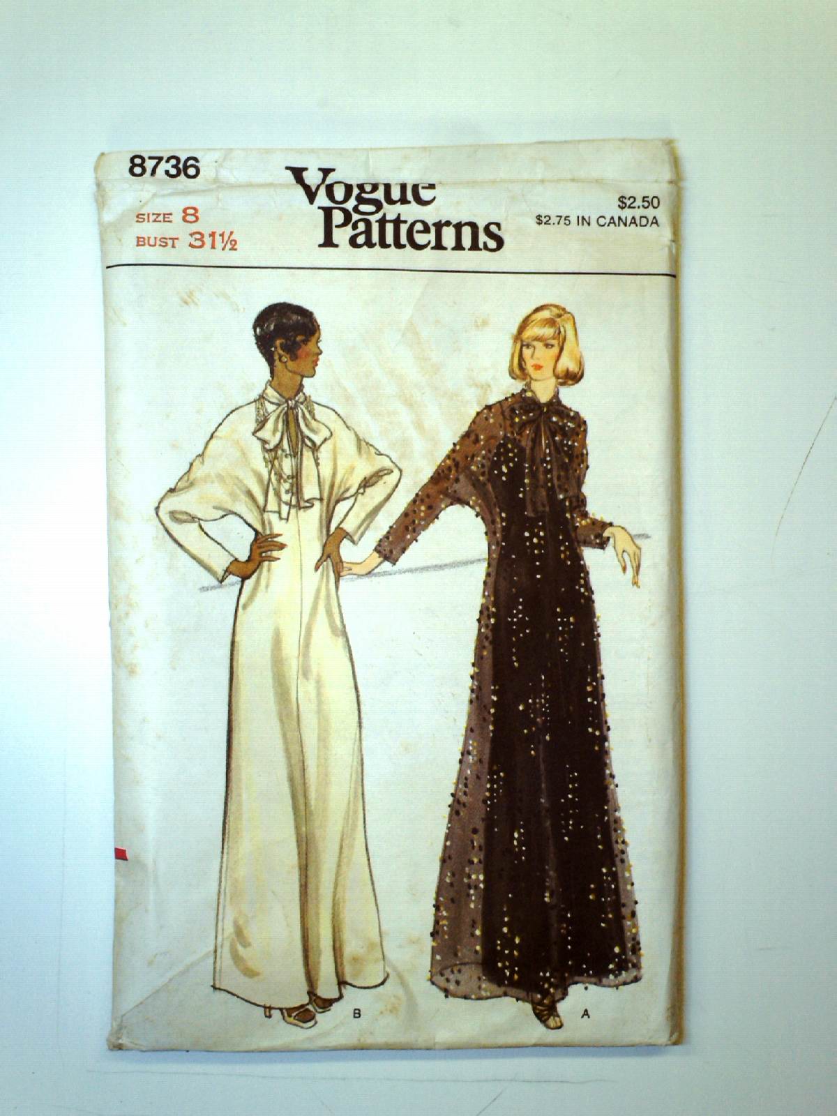 1980s Retro Sewing Pattern 80s Vogue Pattern No 8736 Womens Dress And Underdress Loose 1449