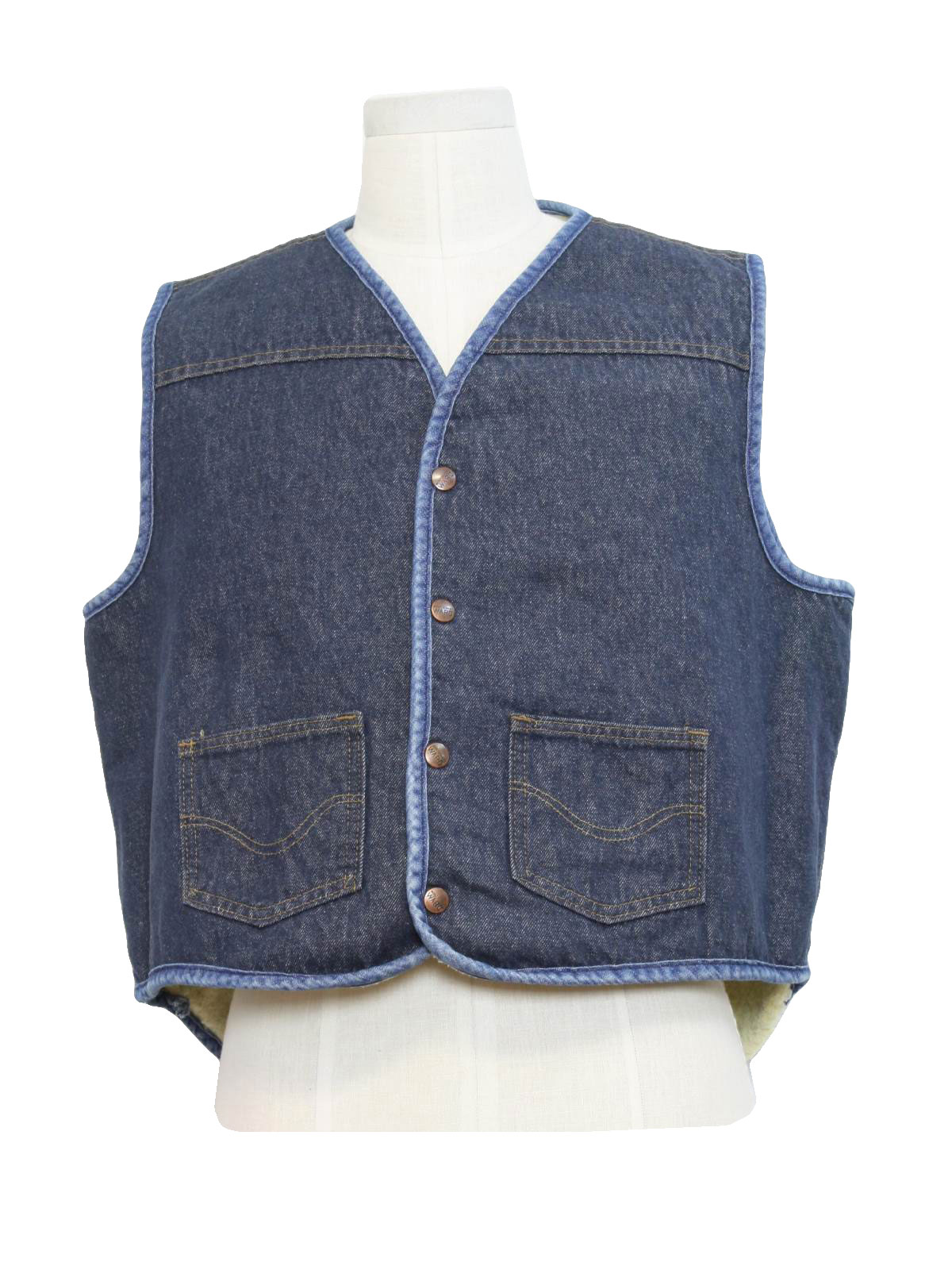 1970's Vintage Montgomery Ward Vest: 70s -Montgomery Ward- Mens blue ...