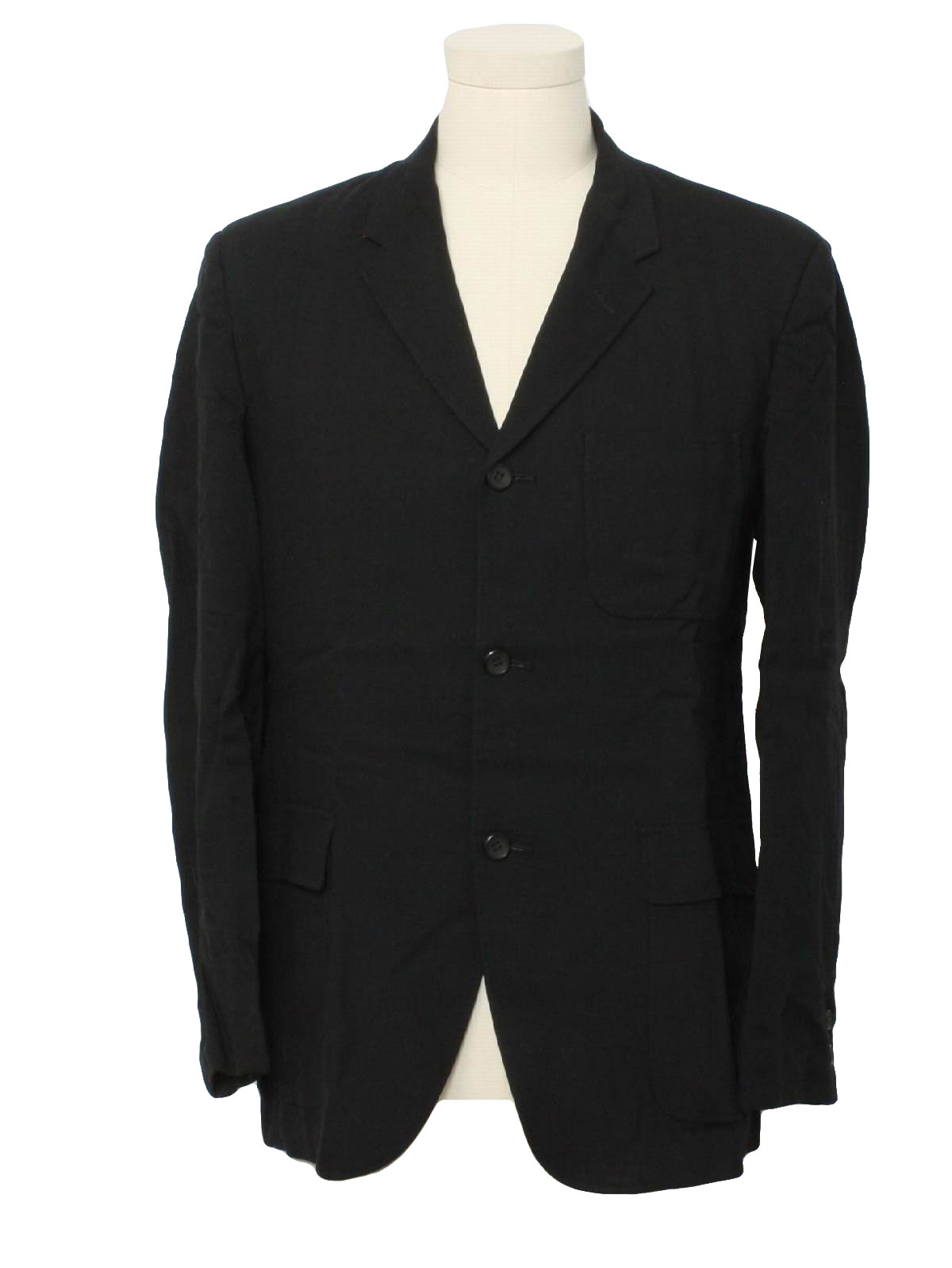 Vintage h.i.s. 60's Jacket: 60s -h.i.s.- Mens flat black cotton and ...