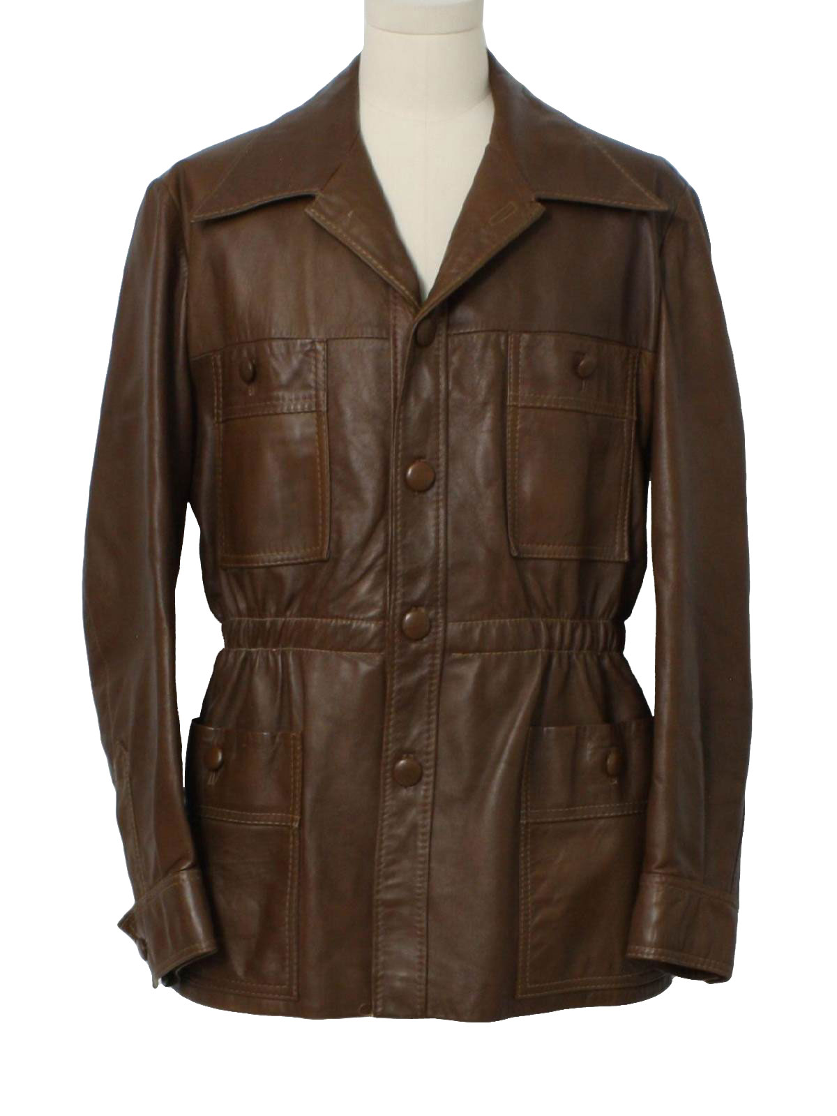 Vintage 1970's Leather Jacket: 70s -Fantastic International- Mens brown ...