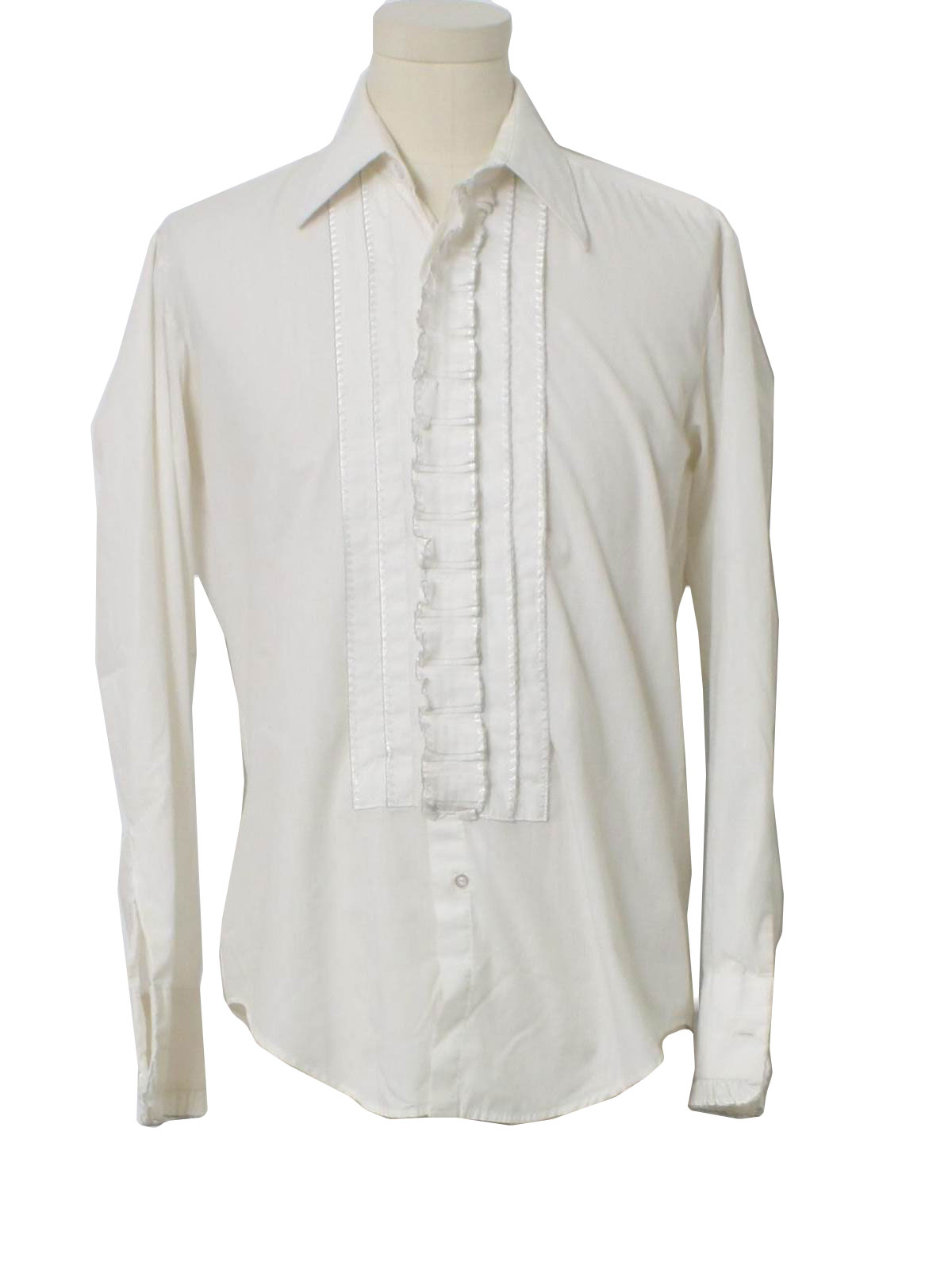 1970's Retro Shirt: 70s -After Six- Mens white cotton and polyester ...