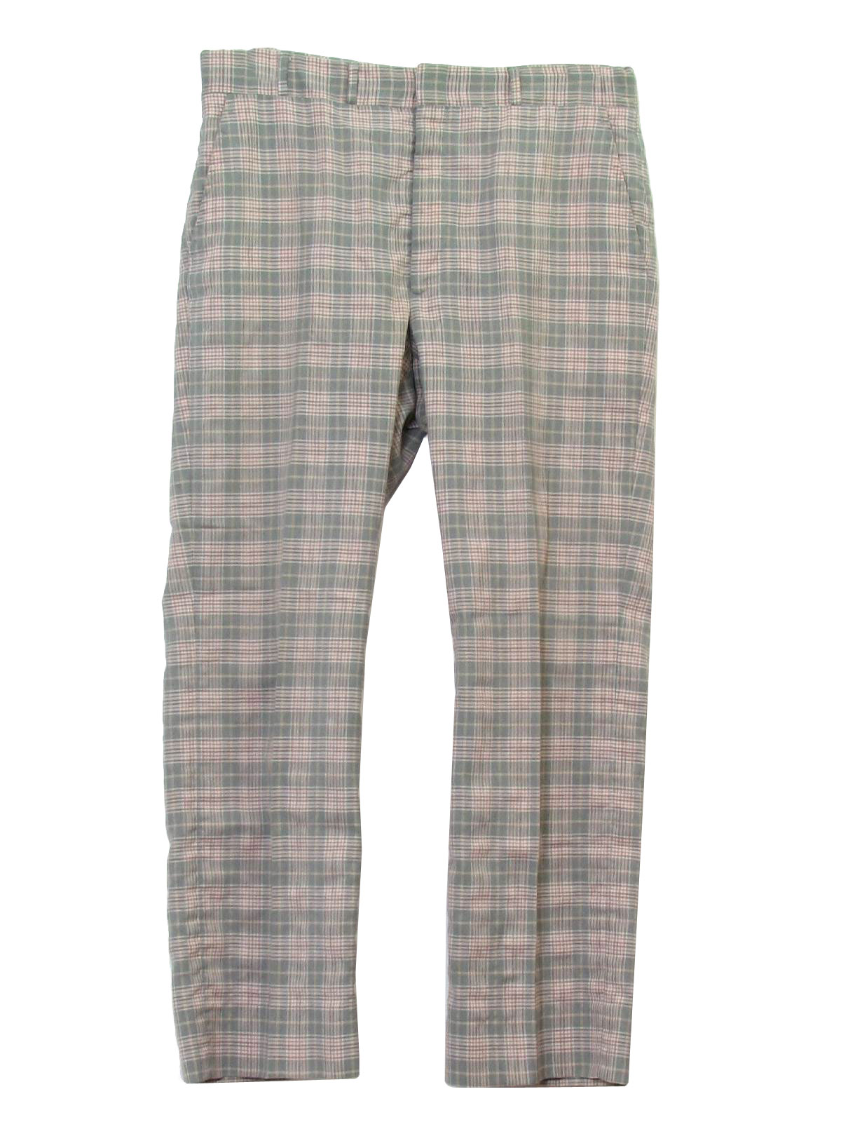 1970s Higgins Pants: 70s -Higgins- Mens off white, grey, coral and ...