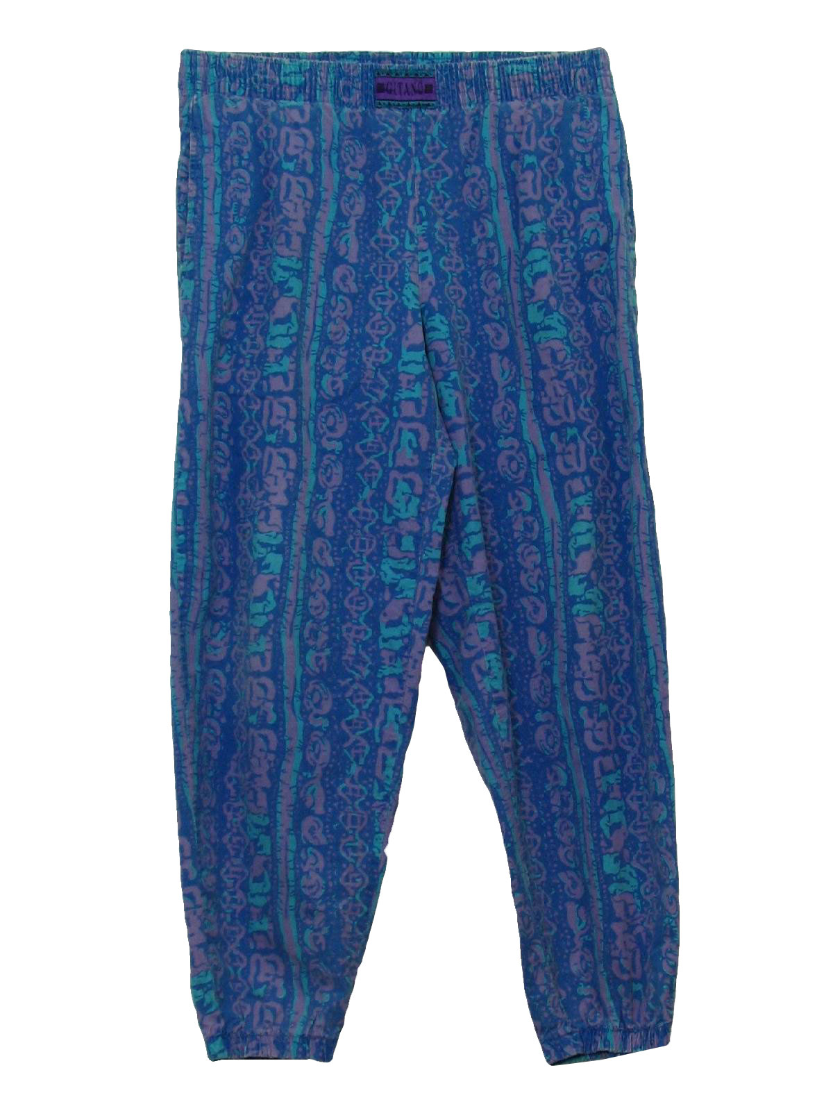 1980s Vintage Pants: 80s -Gitano- Mens blue, teal green and violet ...