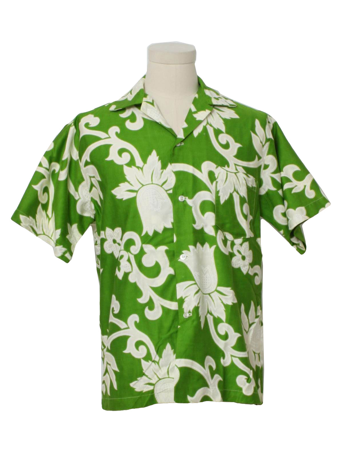 Vintage Krist Sixties Hawaiian Shirt: Early 60s -Krist- Mens lime green ...