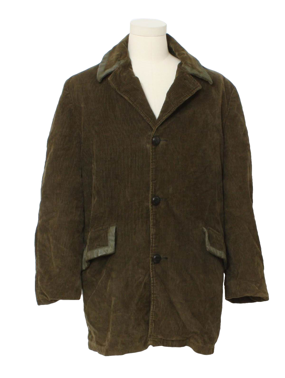 Retro 1960's Jacket: 60s -no label- Mens drk olive-brown cotton blend ...
