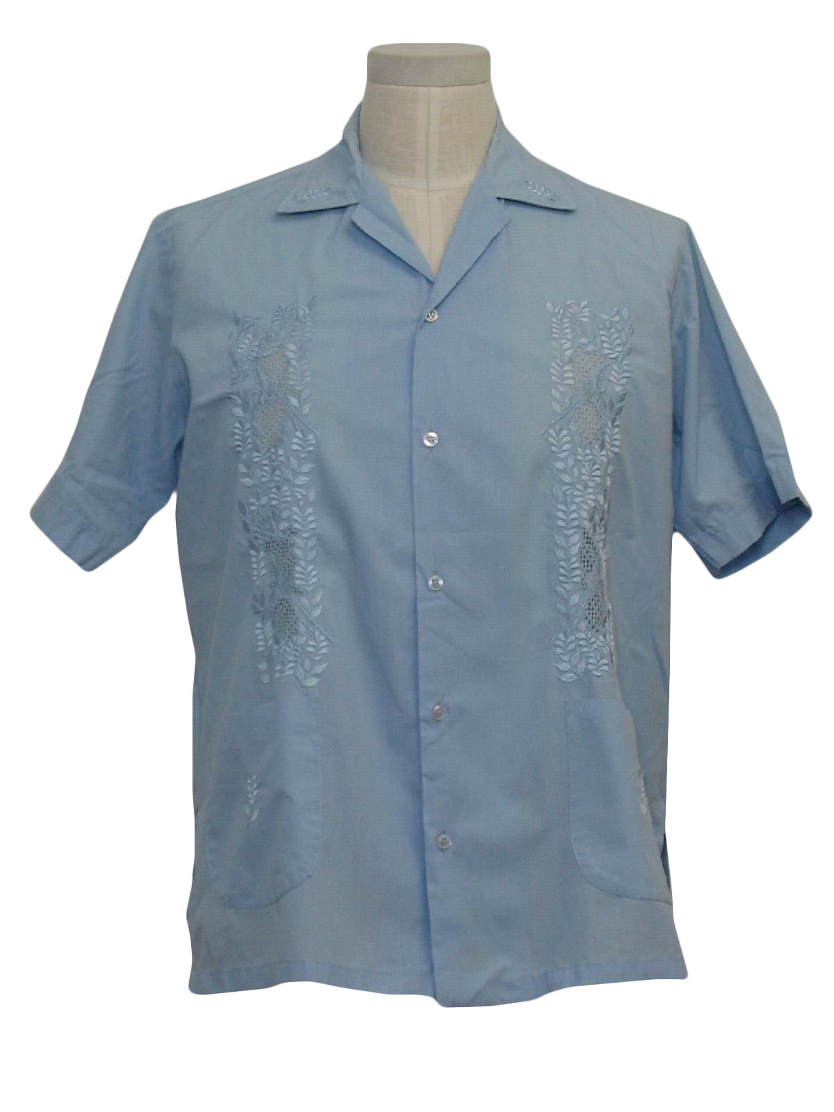 Retro 1980's Guayabera Shirt (MJG) : 80s -MJG- Mens light blue ...