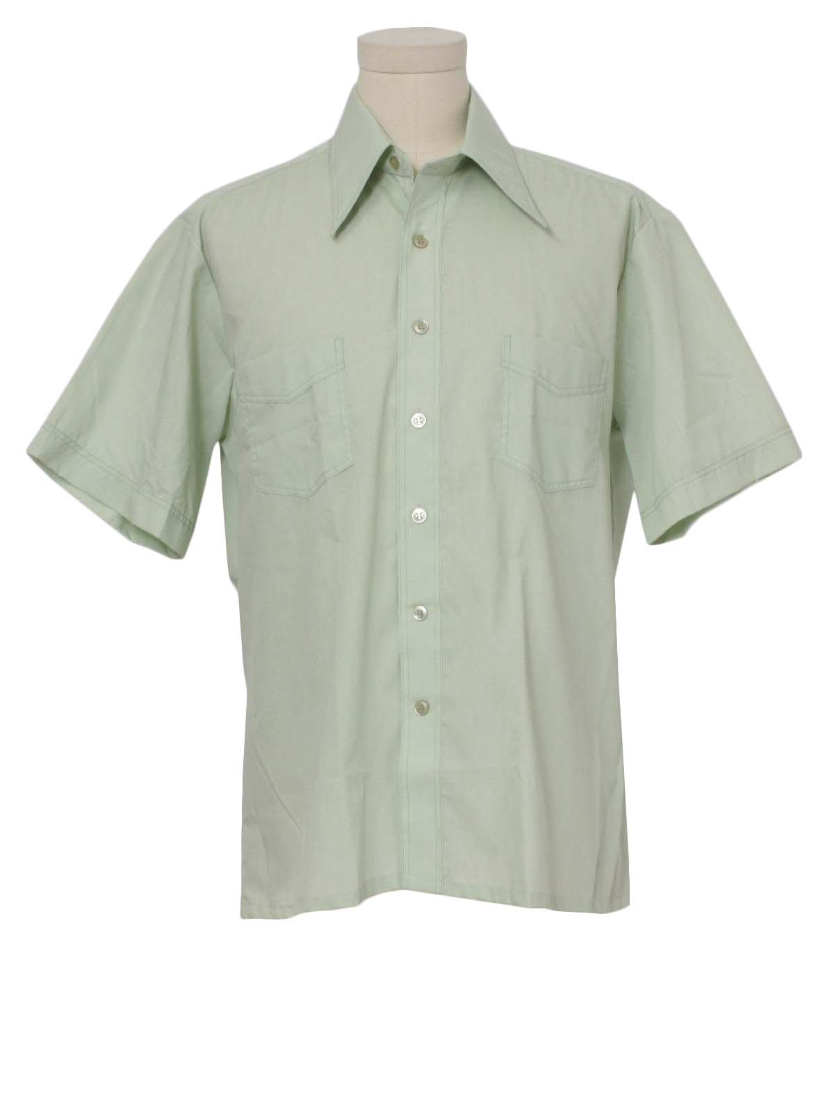 Vintage JCPenney 70's Shirt: 70s -JCPenney- Mens light green polyester ...